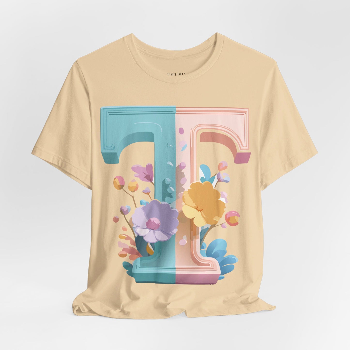 Natural Cotton Tee Shirt - Letters Collection - T Printify