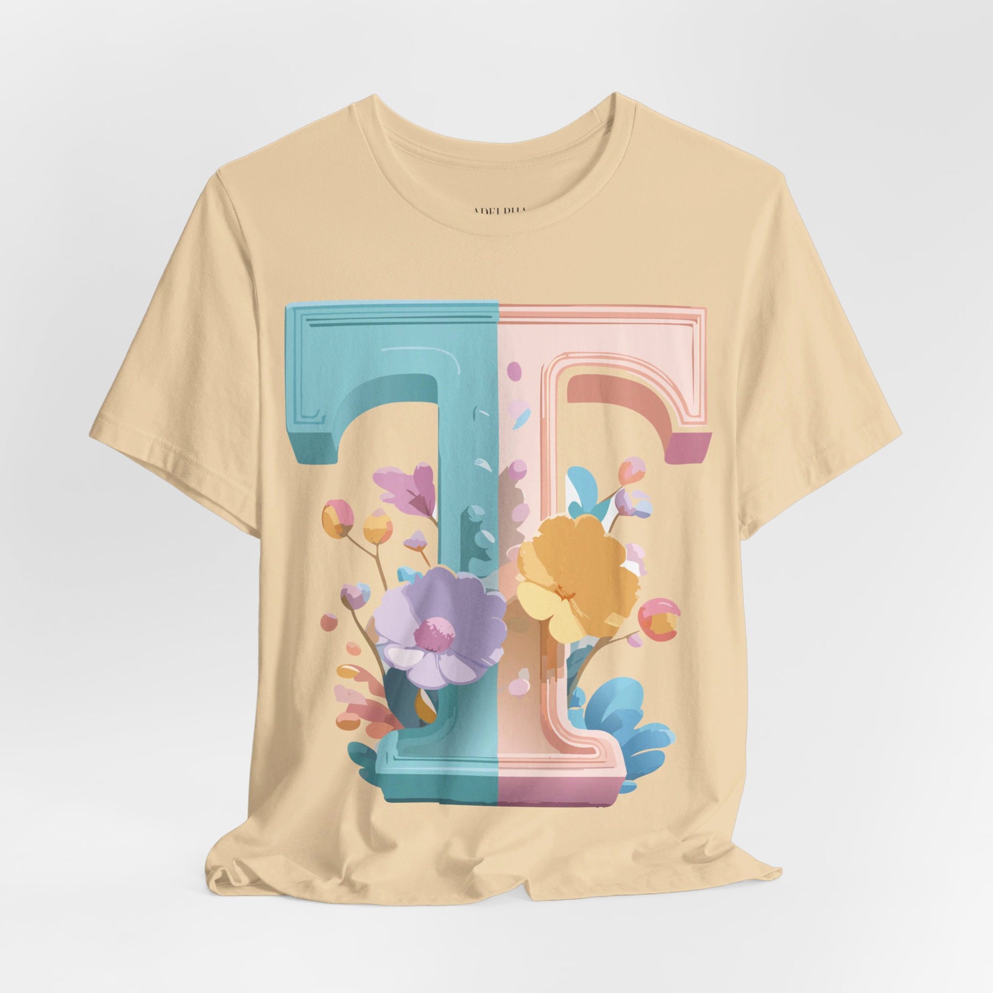 Natural Cotton Tee Shirt - Letters Collection - T Printify