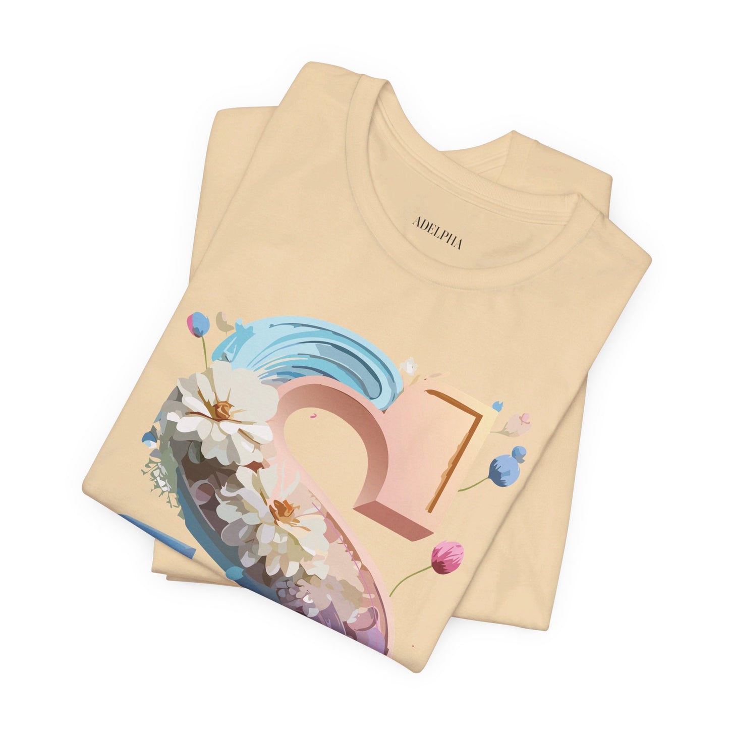 Natural Cotton Tee Shirt - Letters Collection - S Printify