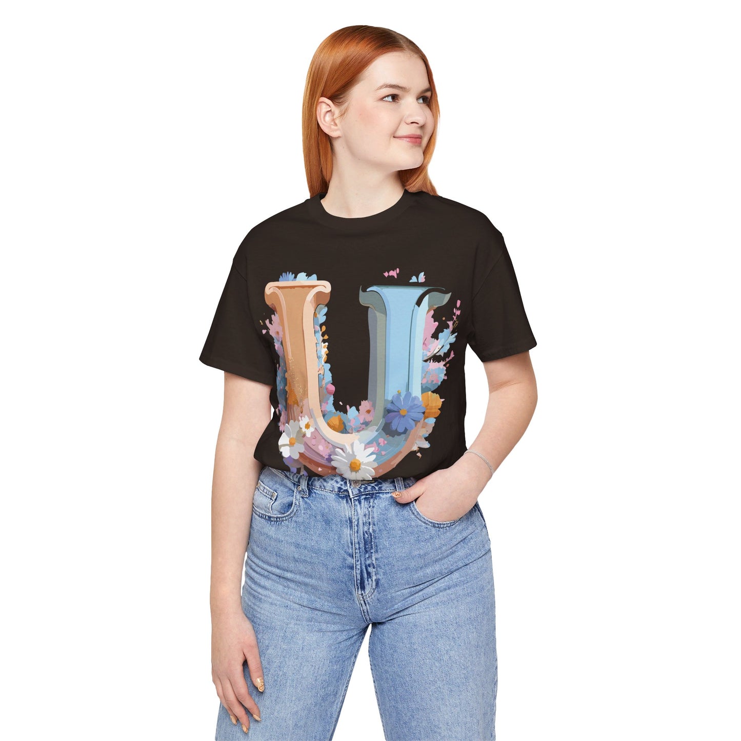 Natural Cotton Tee Shirt - Letters Collection - U Printify