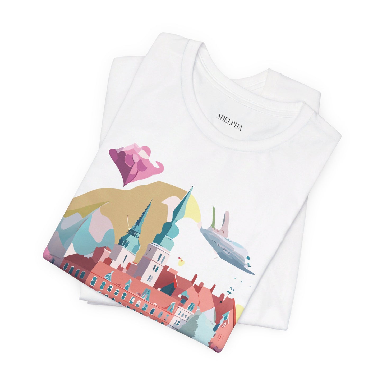 Natural Cotton Tee Shirt - Beautiful Places Collection - Warnemünde and Rostock - Germany Printify