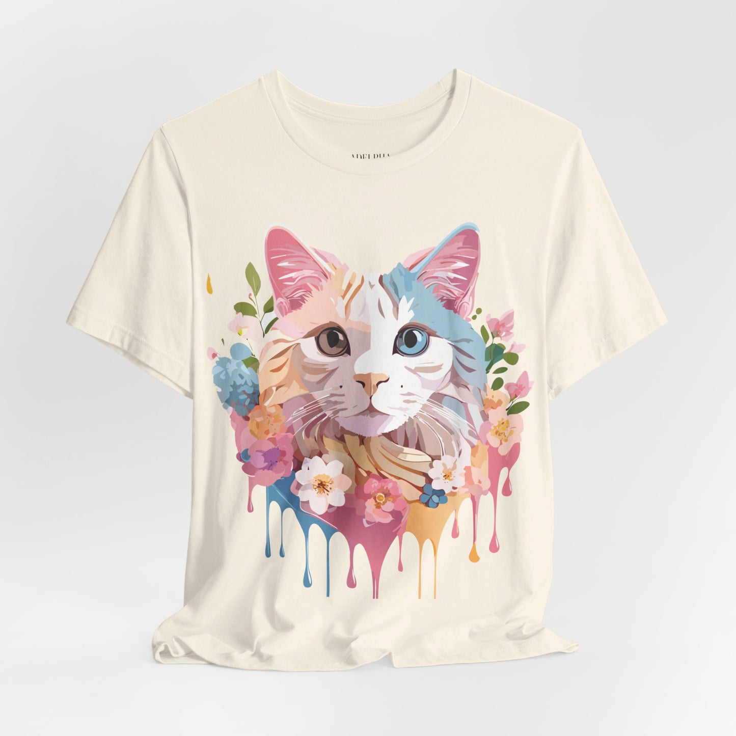 Natural Cotton Tee Shirt with Cat Printify