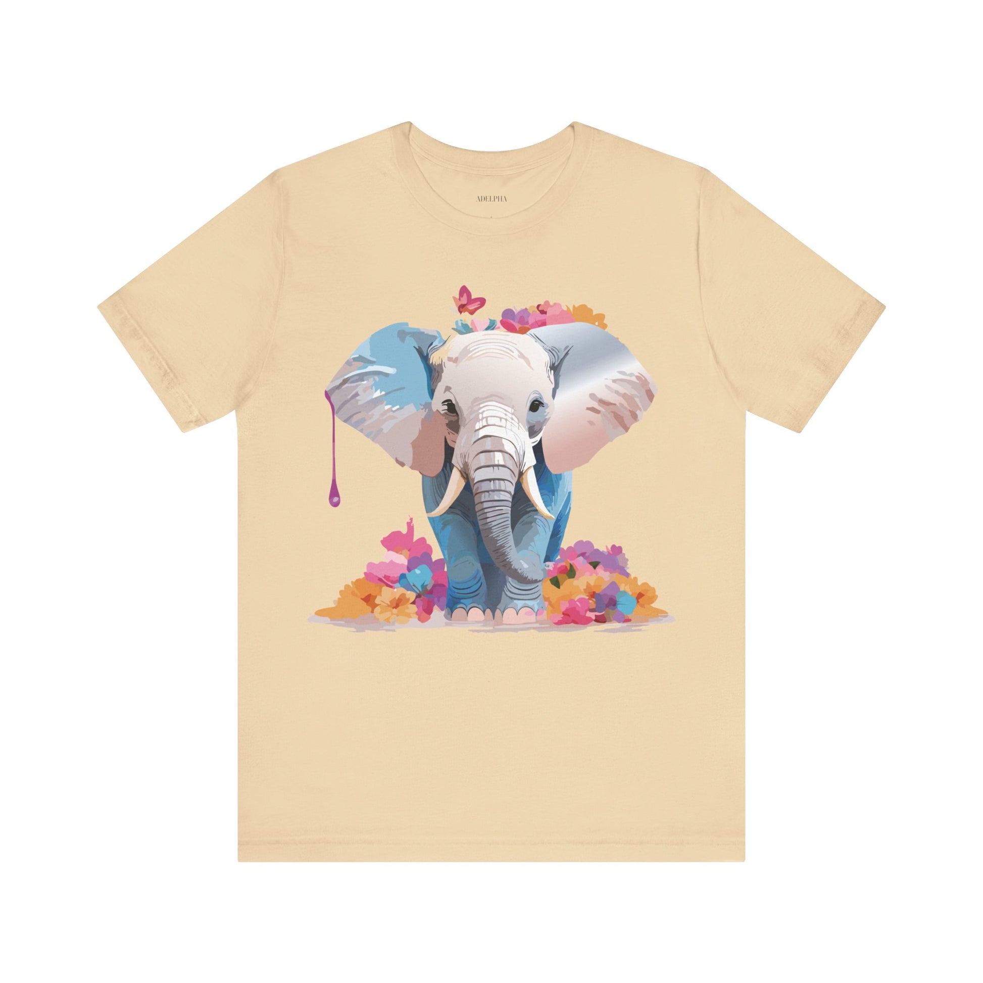 Natural Cotton Tee Shirt with Elephant Printify