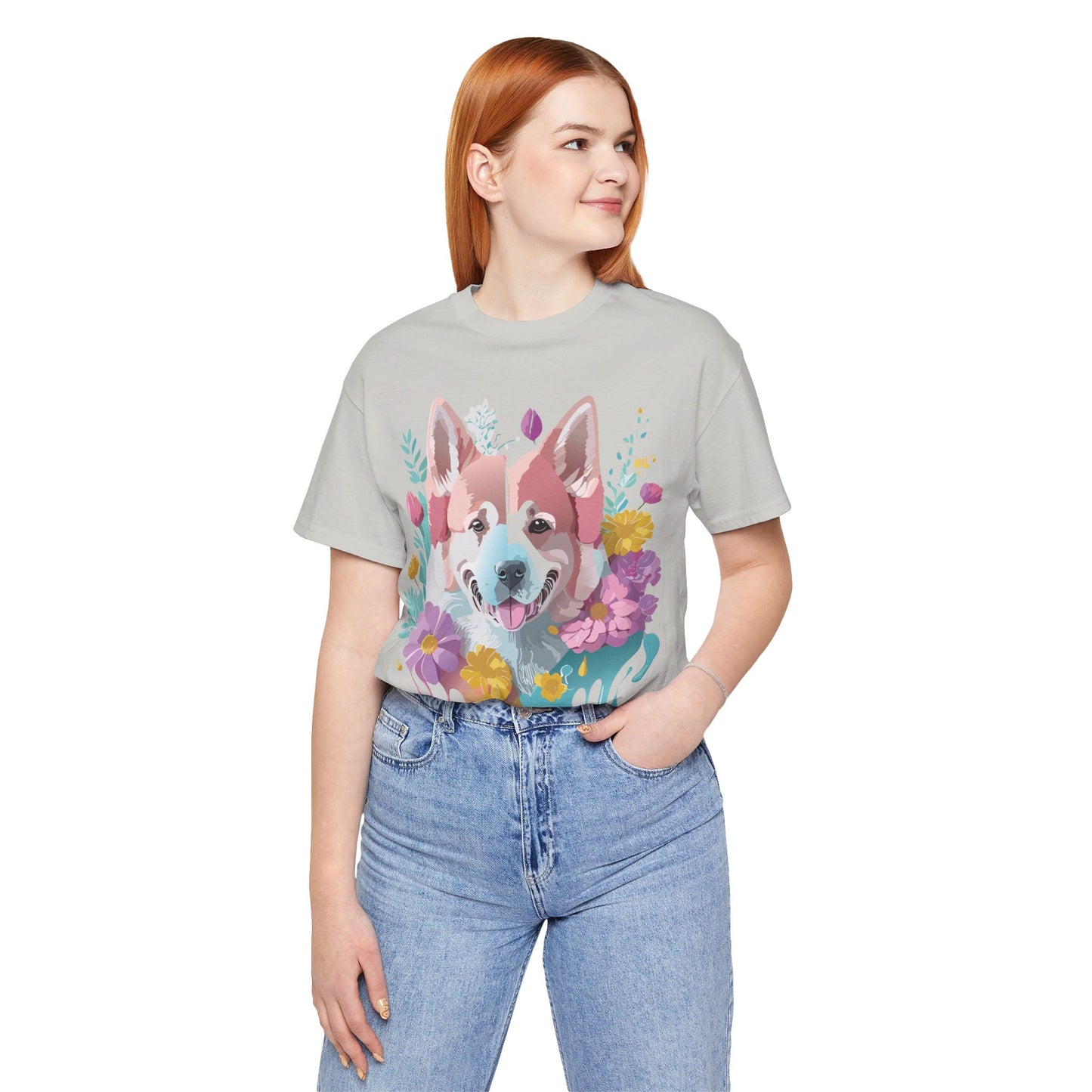 Natural Cotton Tee Shirt with Dog Printify