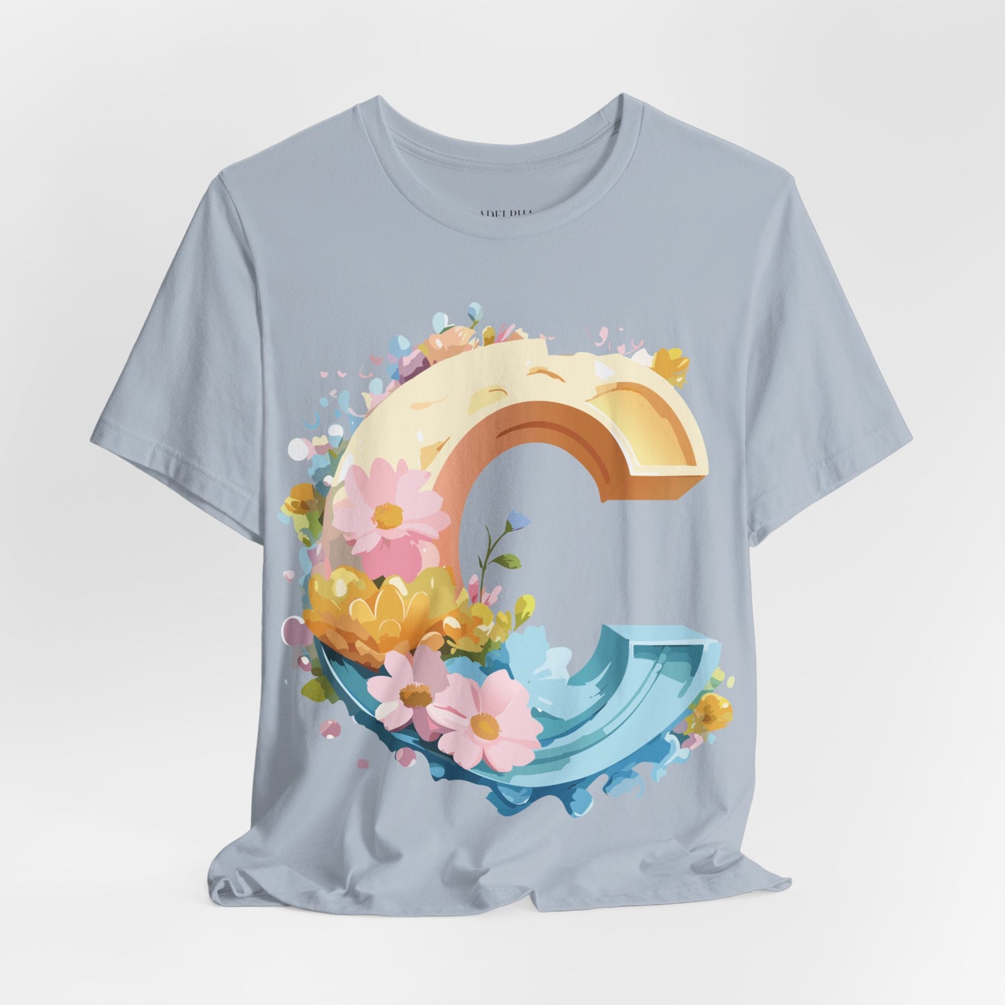 Natural Cotton Tee Shirt - Letters Collection - C Printify