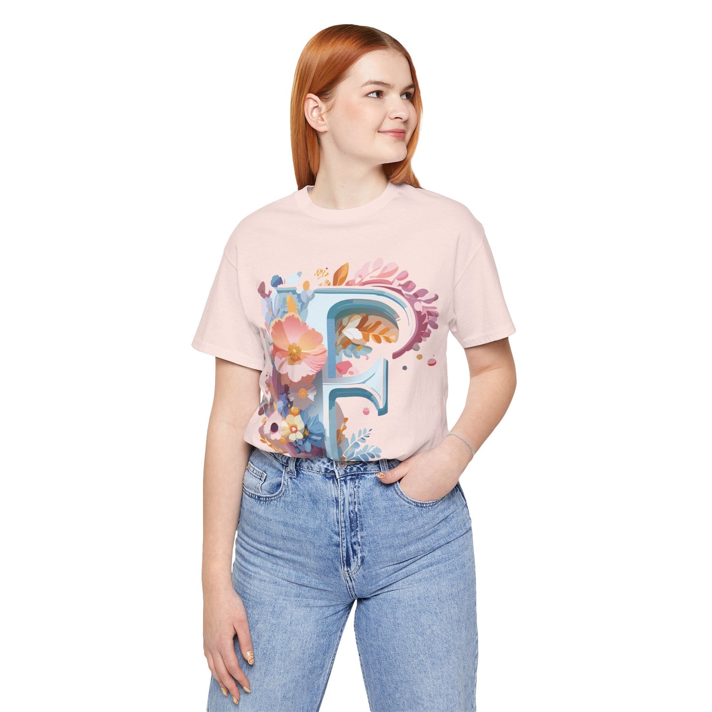 Natural Cotton Tee Shirt - Letters Collection - F Printify