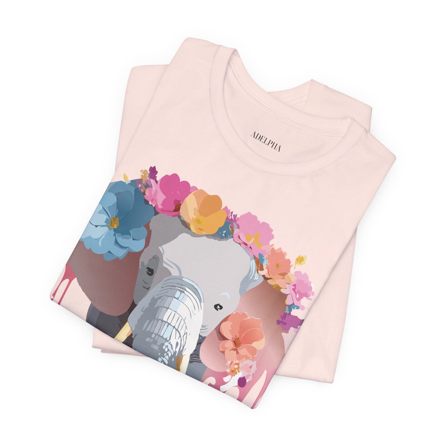 Natural Cotton Tee Shirt with Elephant Printify