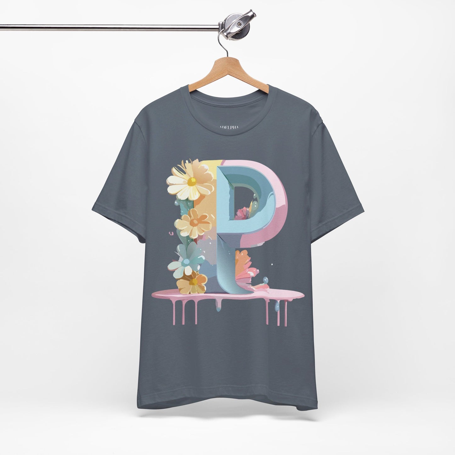 Natural Cotton Tee Shirt - Letters Collection - P Printify