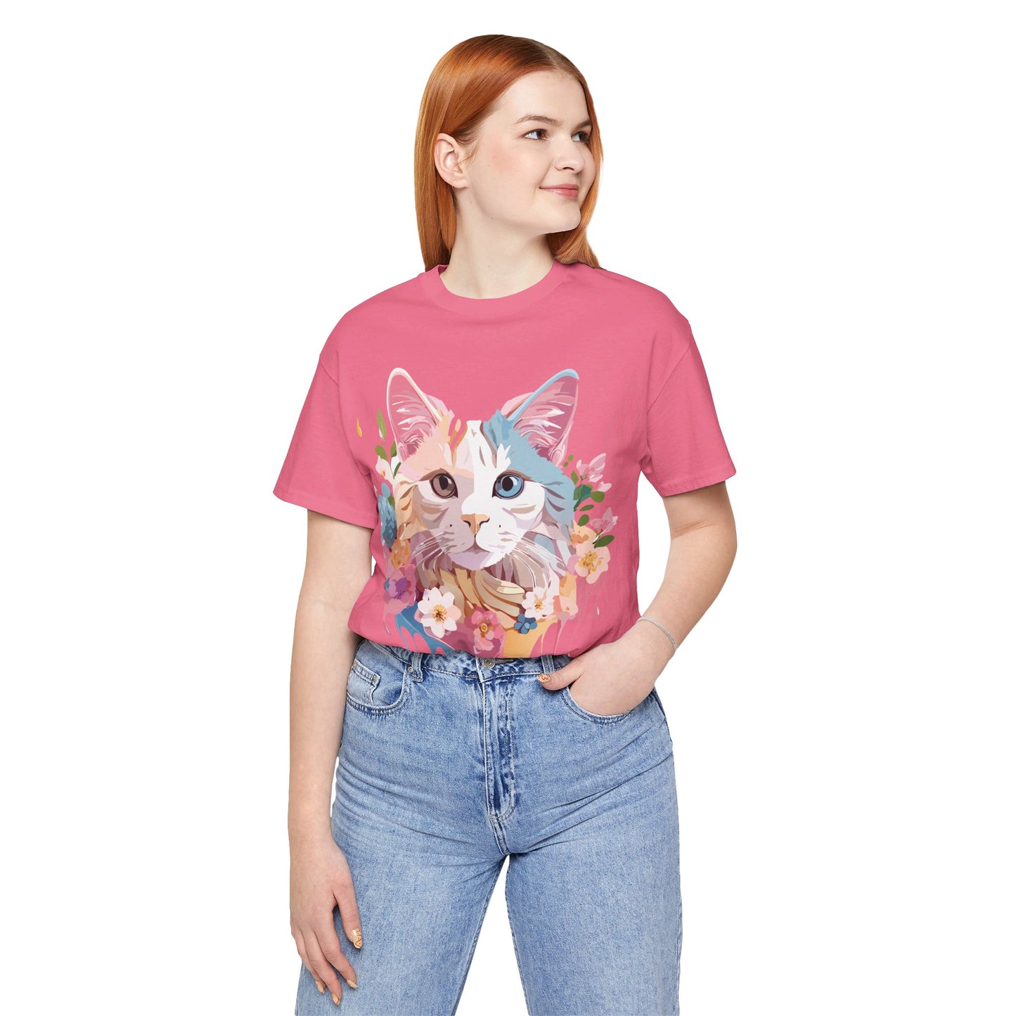 Natural Cotton Tee Shirt with Cat Printify
