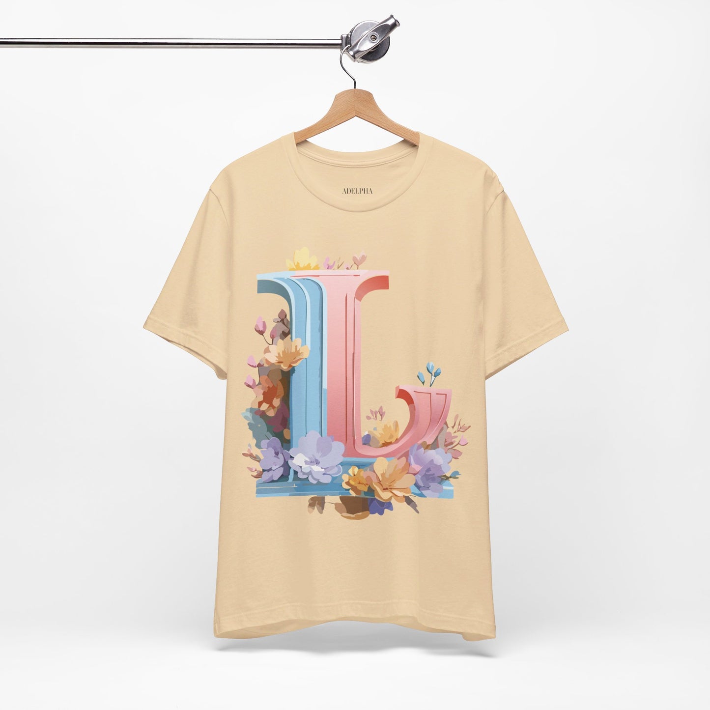 Natural Cotton Tee Shirt - Letters Collection - L Printify