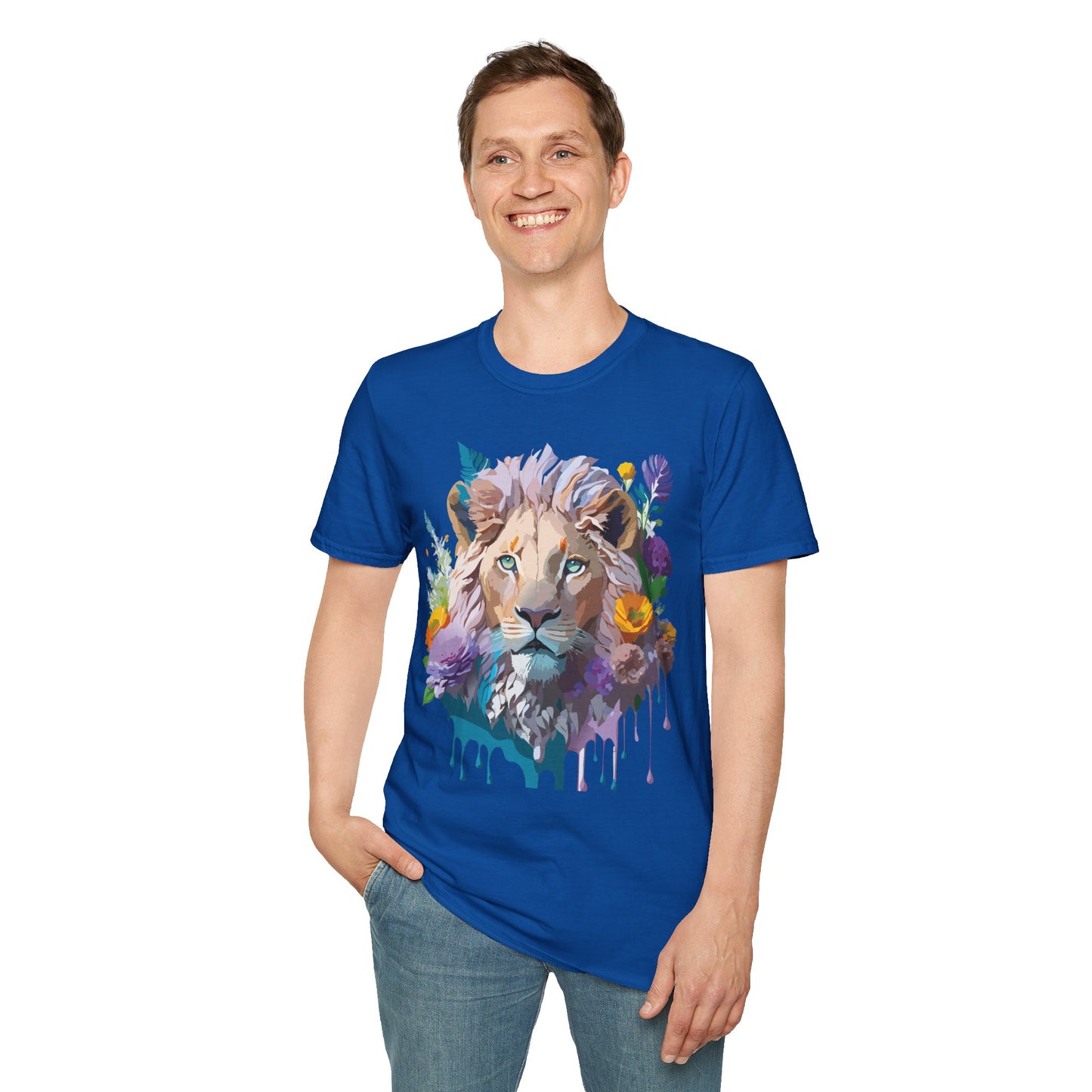 Lion Shirt, Shirt with Lion, Floral Lion Tee, Shirt with Animals