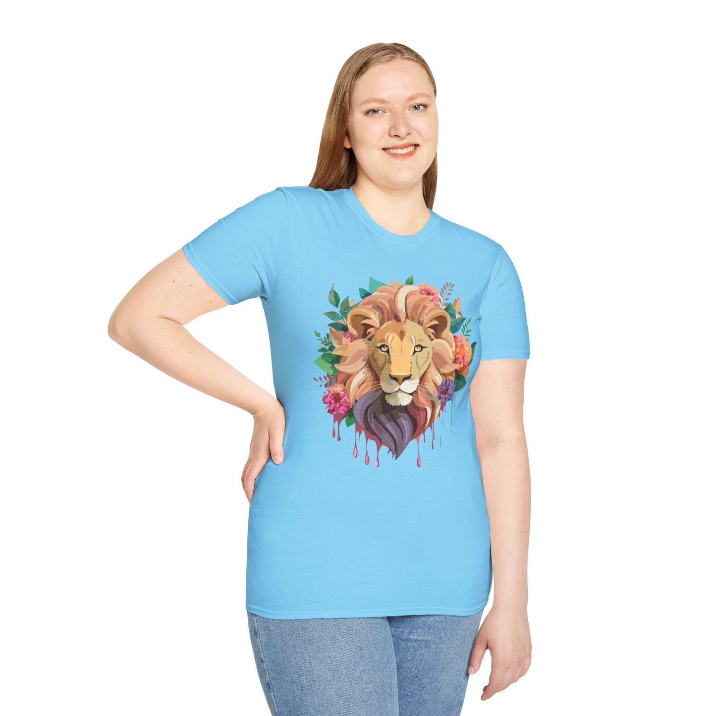 Lion Shirt, Shirt with Lion, Floral Lion Tee, Shirt with Animals