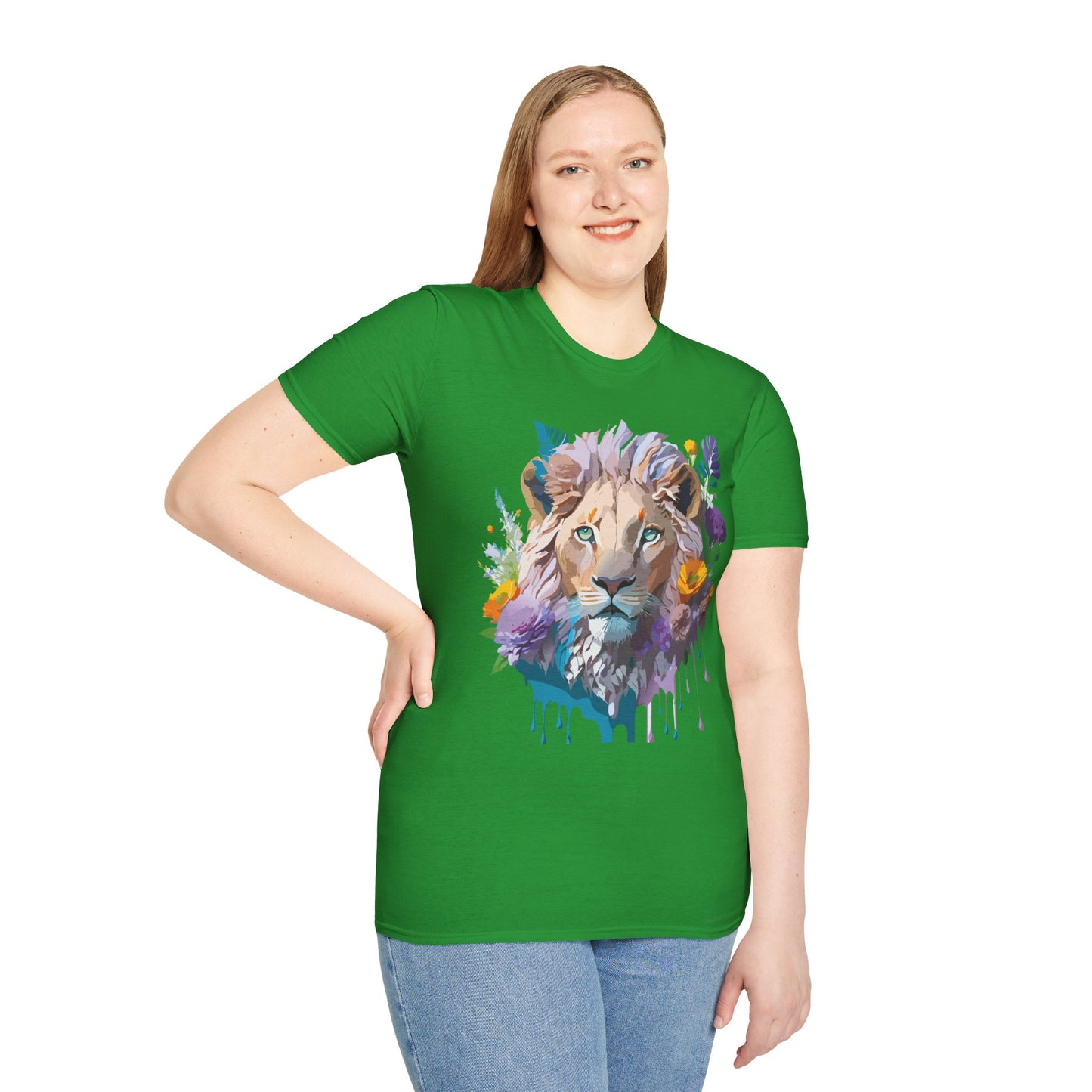 Lion Shirt, Shirt with Lion, Floral Lion Tee, Shirt with Animals
