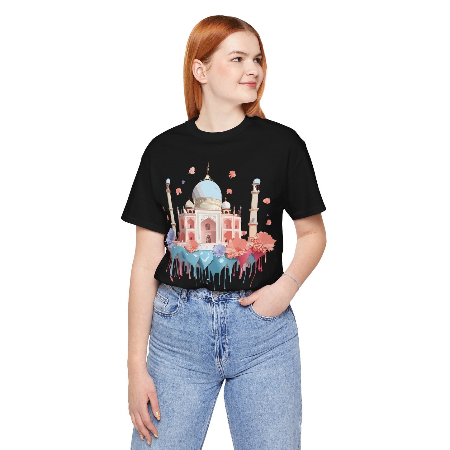 Natural Cotton Tee Shirt - Taj Mahal, India Printify