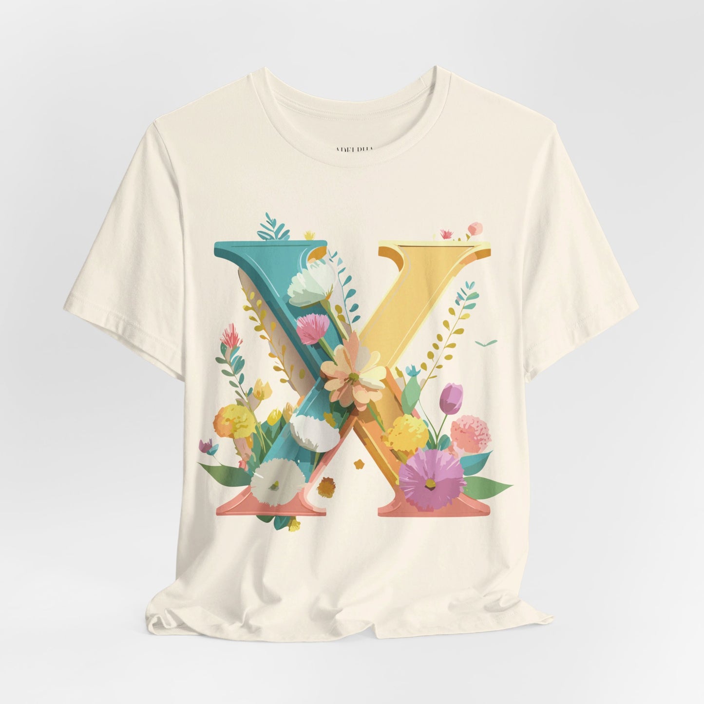 Natural Cotton Tee Shirt - Letters Collection - X Printify