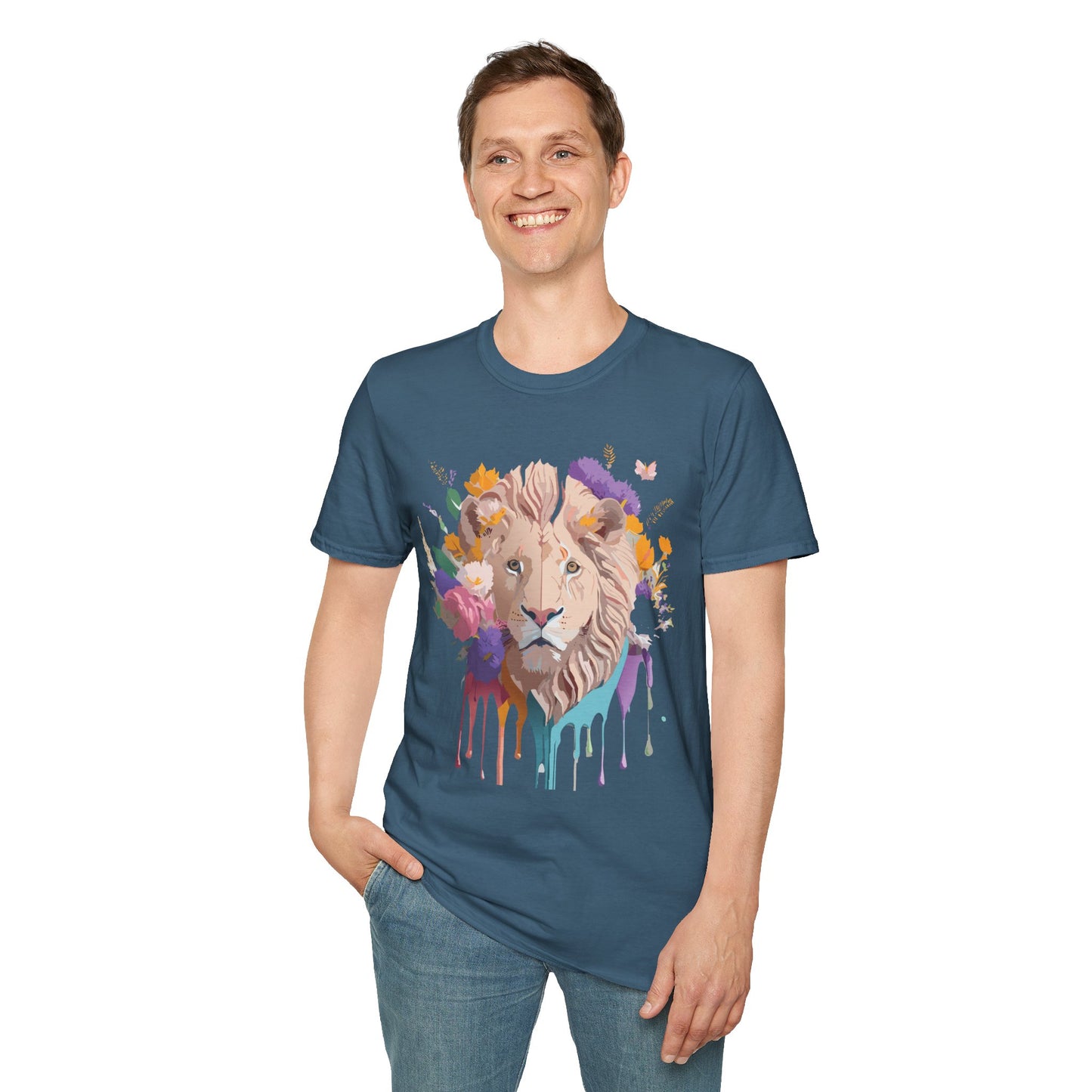 Lion Shirt, Shirt with Lion, Floral Lion Tee, Shirt with Animals