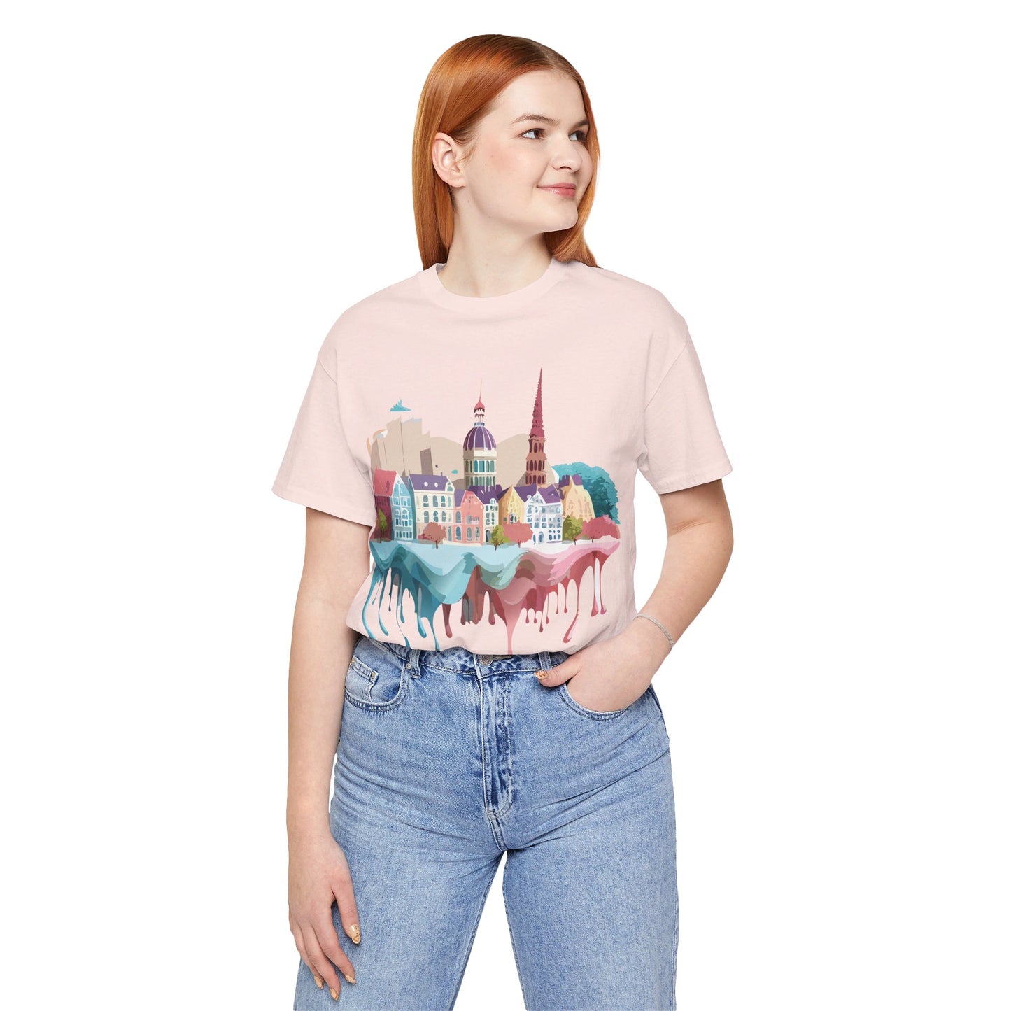 Natural Cotton Tee Shirt - Beautiful Places Collection - Warnemünde and Rostock - Germany Printify