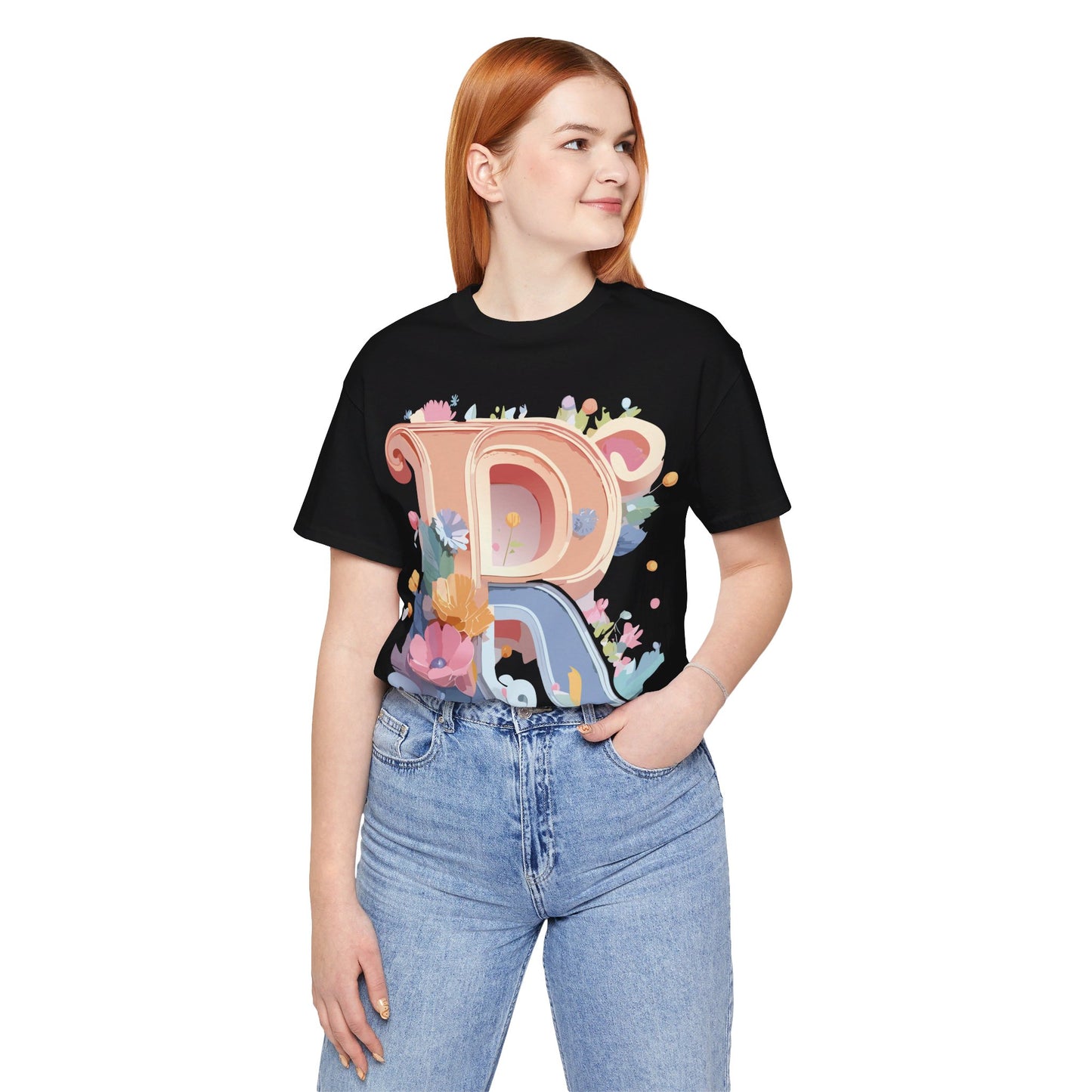 Natural Cotton Tee Shirt - Letters Collection - R Printify