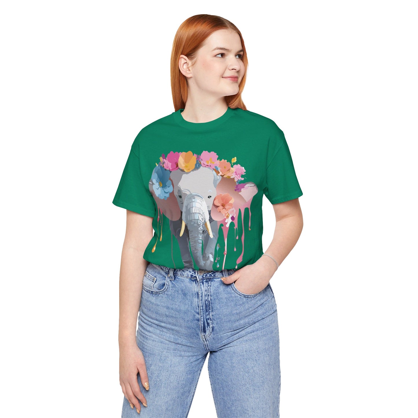 Natural Cotton Tee Shirt with Elephant Printify