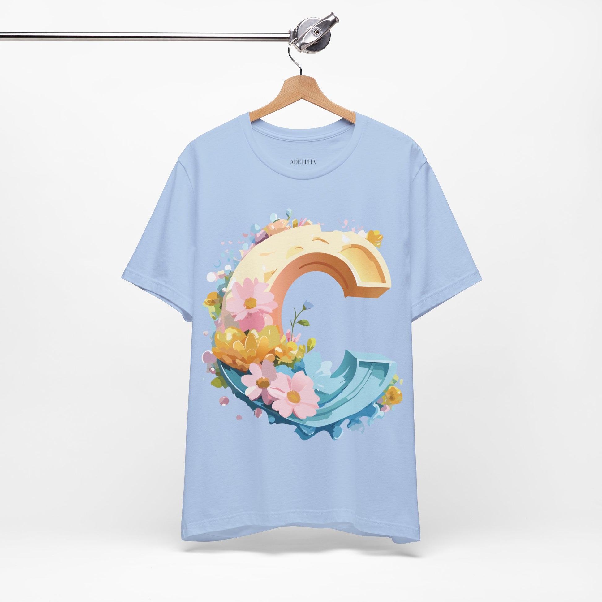 Natural Cotton Tee Shirt - Letters Collection - C Printify