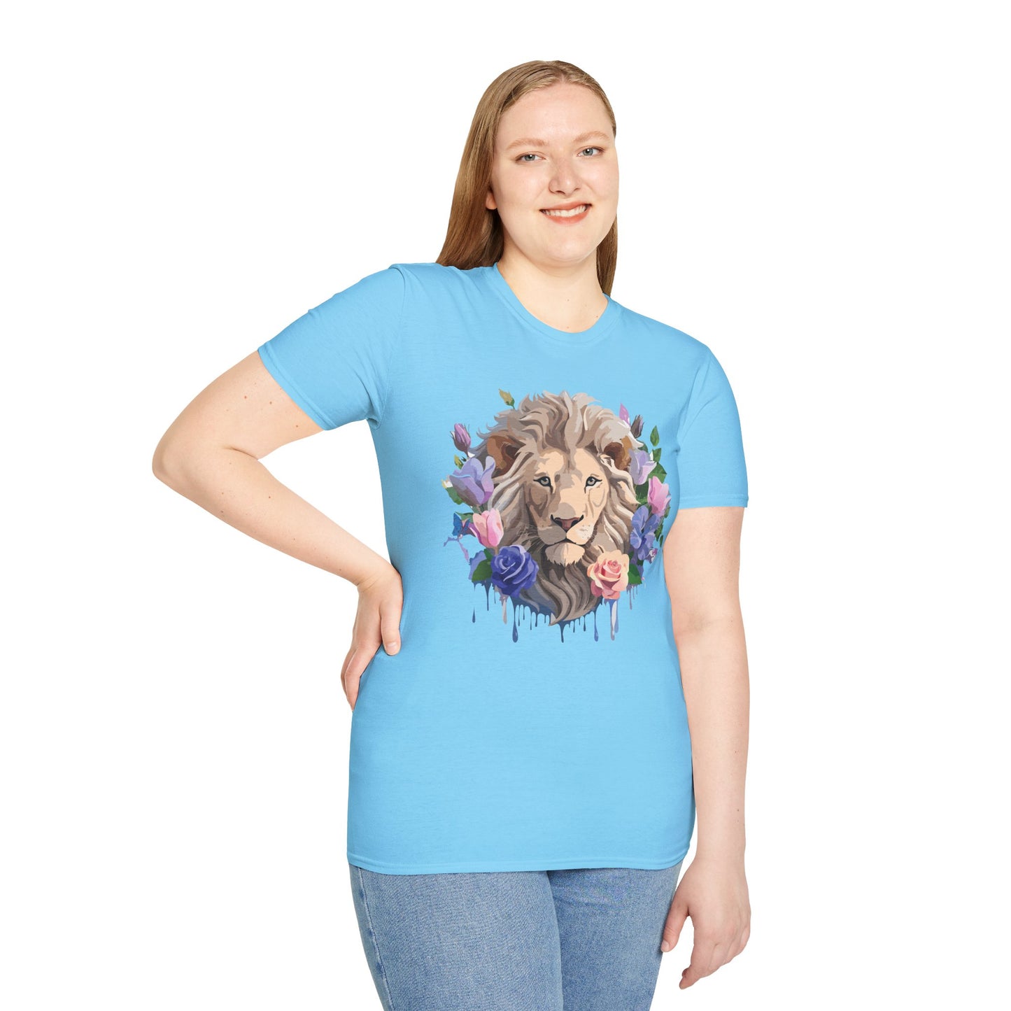 Lion Shirt, Shirt with Lion, Floral Lion Tee, Shirt with Animals