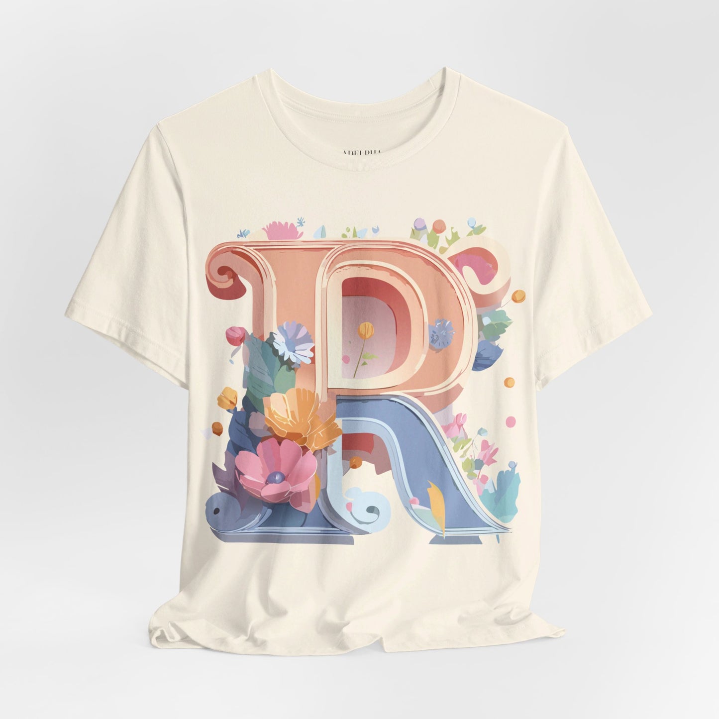 Natural Cotton Tee Shirt - Letters Collection - R Printify