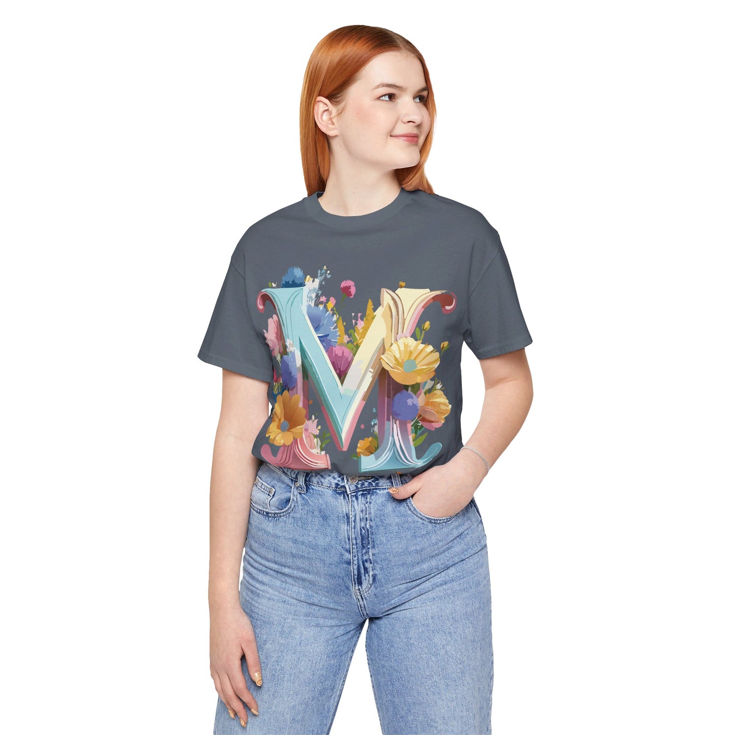 Natural Cotton Tee Shirt - Letters Collection - M Printify