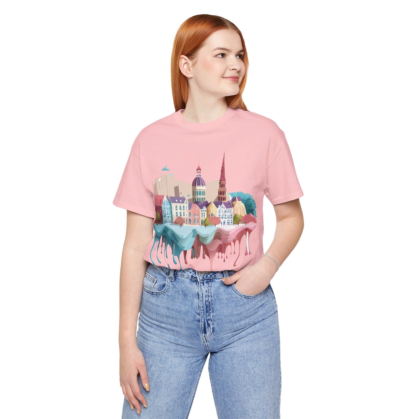 Natural Cotton Tee Shirt - Beautiful Places Collection - Warnemünde and Rostock - Germany Printify