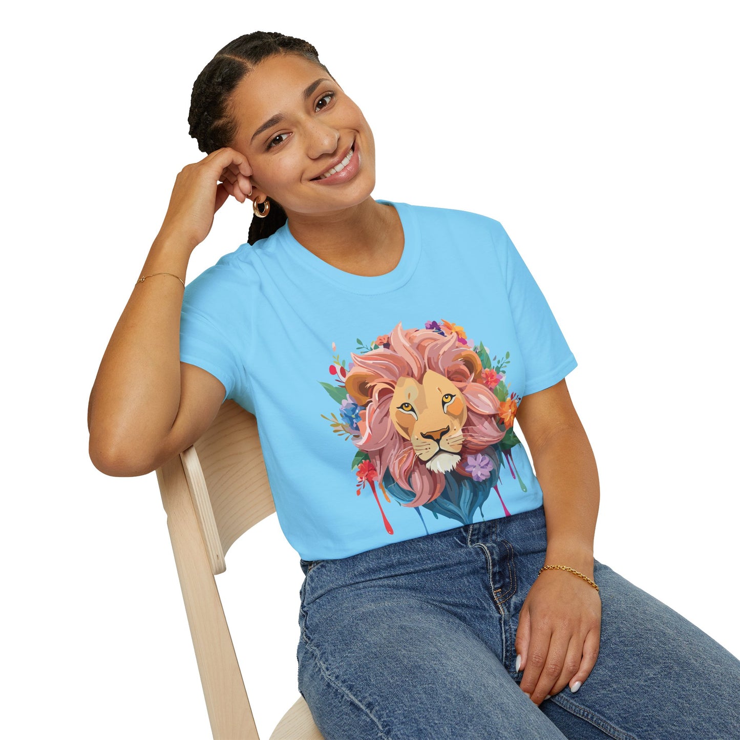 Lion Shirt, Shirt with Lion, Floral Lion Tee, Shirt with Animals