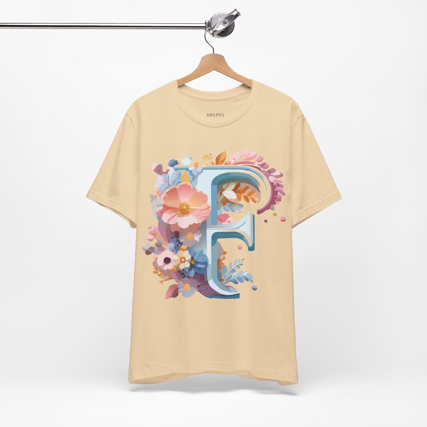 Natural Cotton Tee Shirt - Letters Collection - F Printify