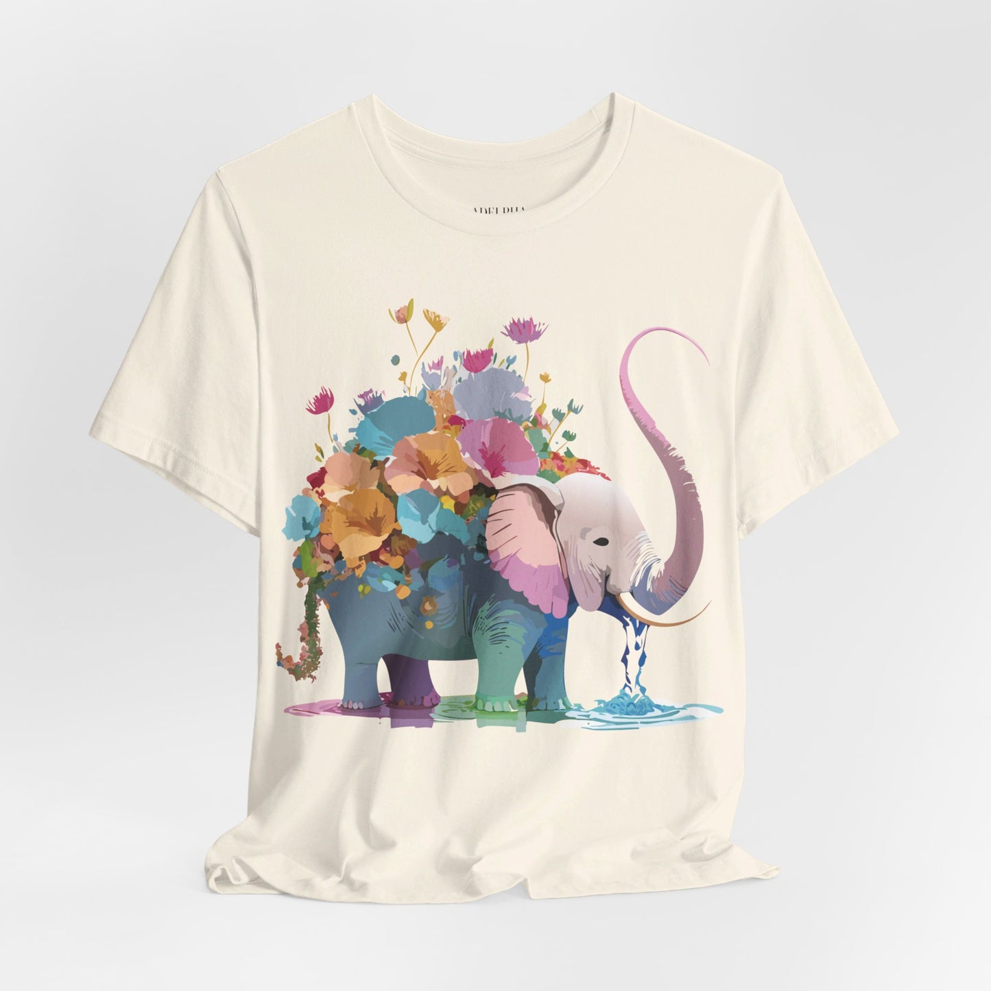 Natural Cotton Tee Shirt with Elephant Printify
