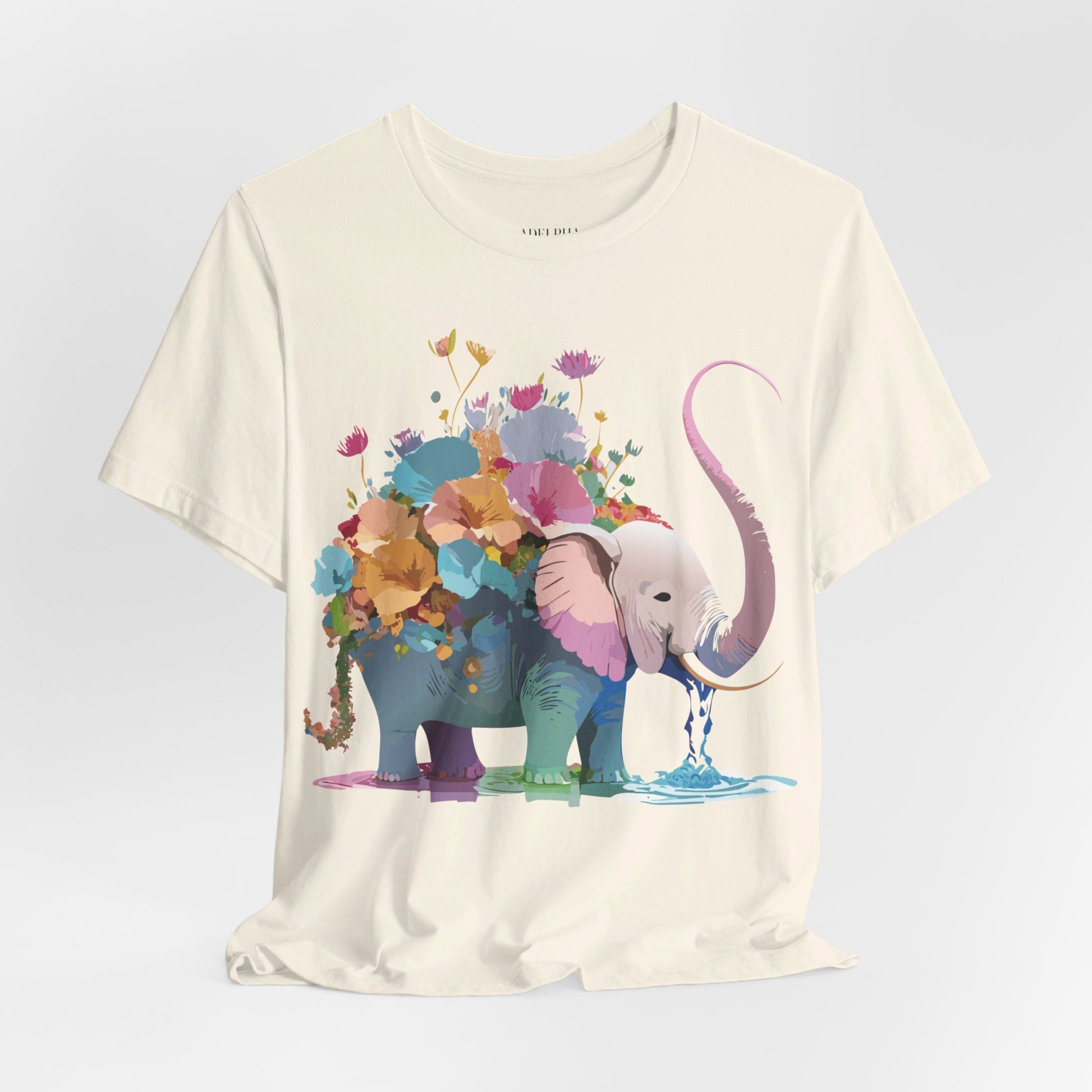 Natural Cotton Tee Shirt with Elephant Printify
