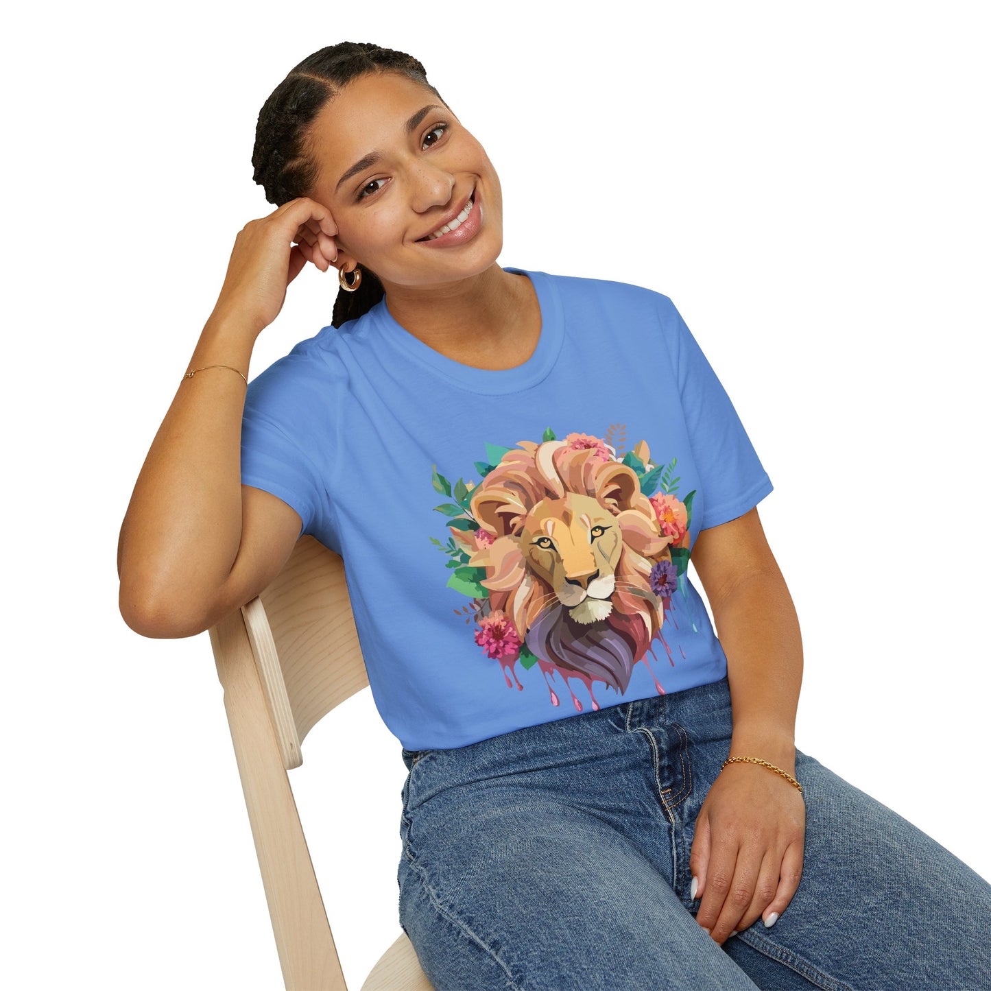 Lion Shirt, Shirt with Lion, Floral Lion Tee, Shirt with Animals