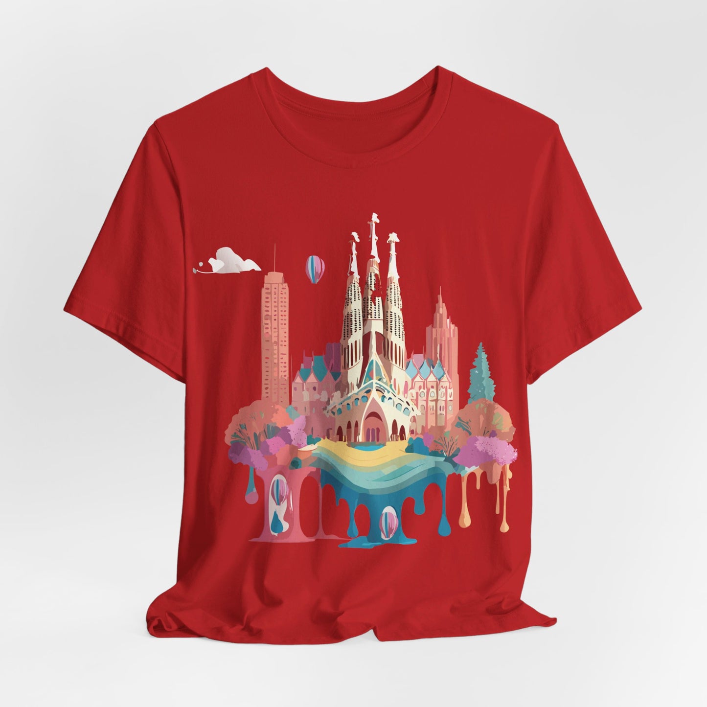 Natural Cotton Tee Shirt - Beautiful Places Collection - Barcelona Printify