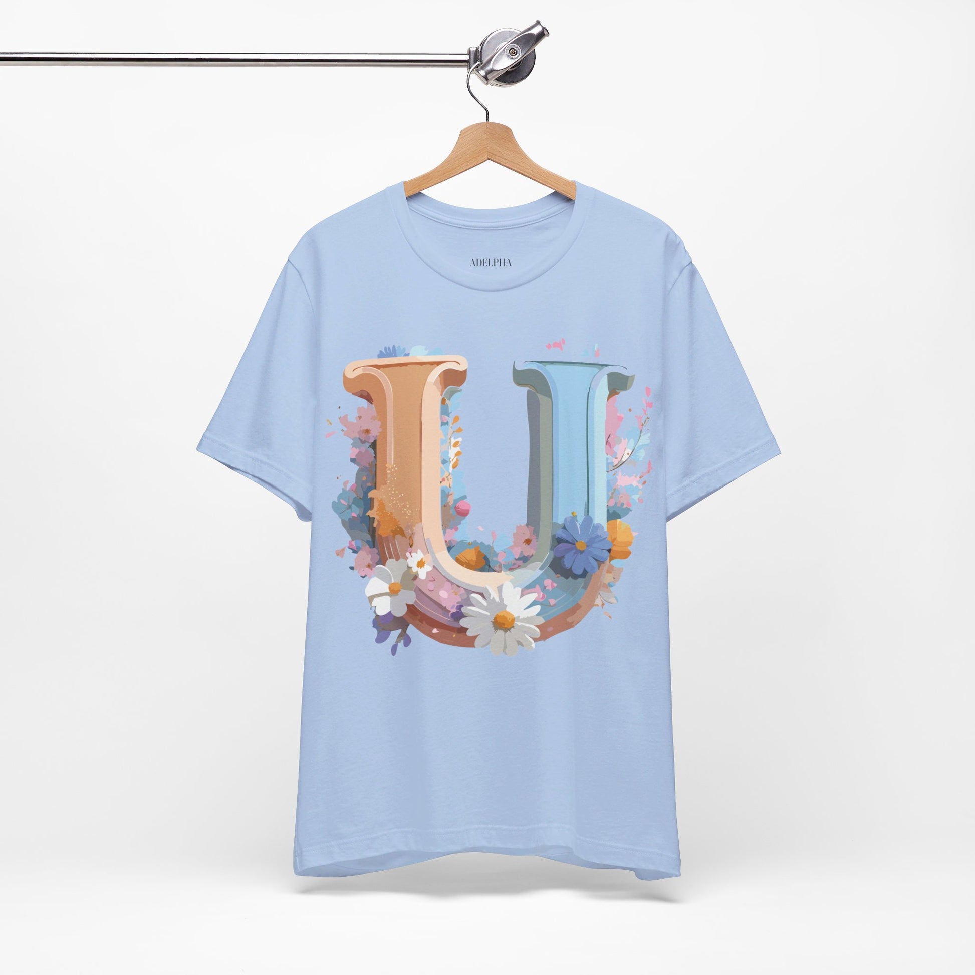 Natural Cotton Tee Shirt - Letters Collection - U Printify