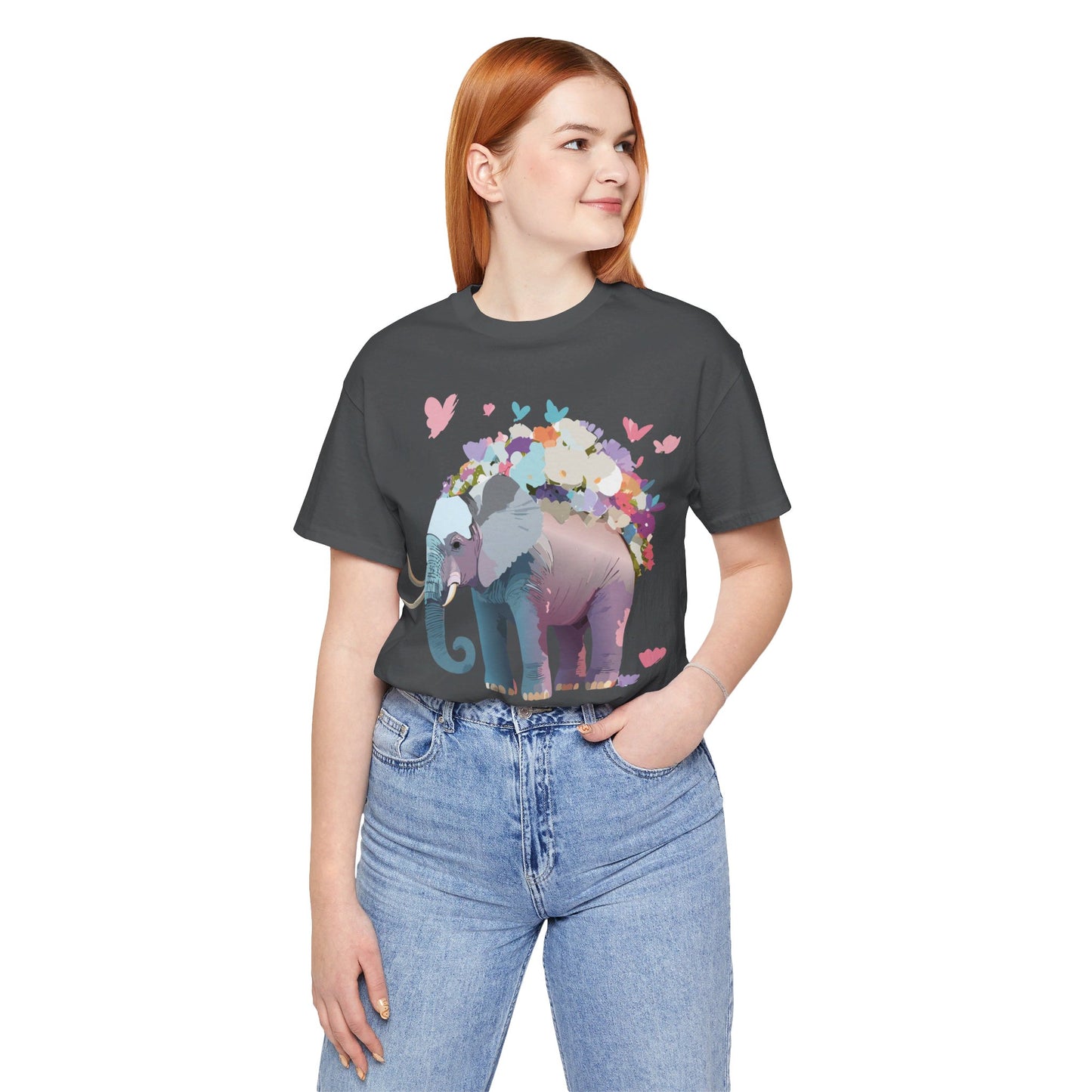 Natural Cotton Tee Shirt with Elephant Printify