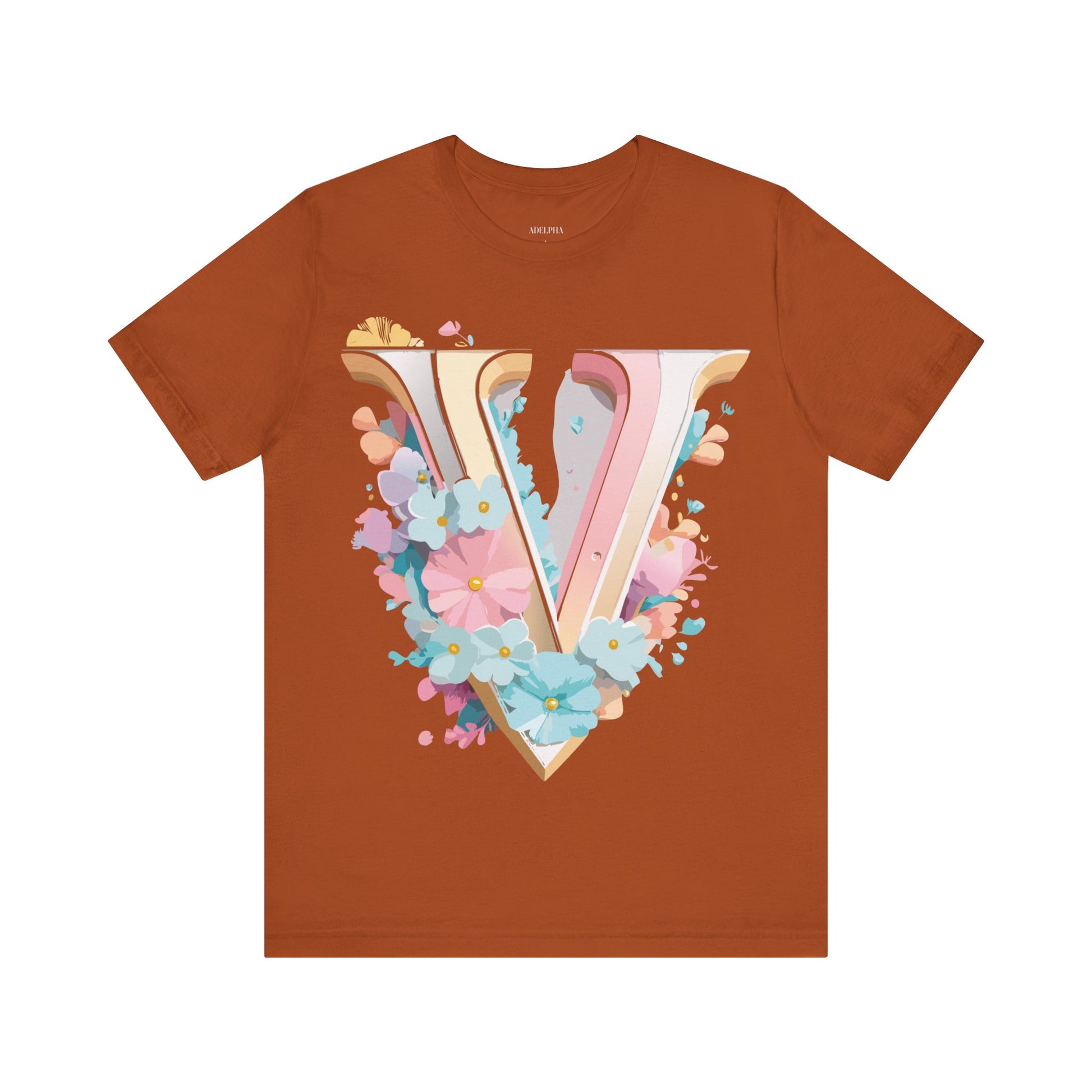 Natural Cotton Tee Shirt - Letters Collection - V Printify