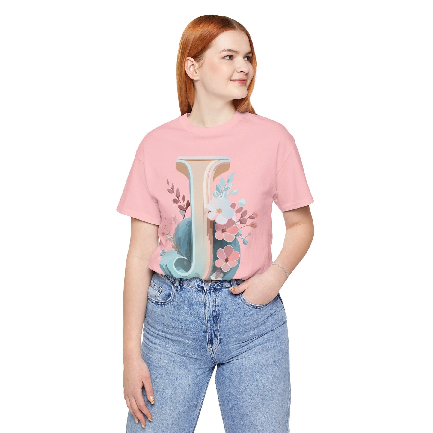 Natural Cotton Tee Shirt - Letters Collection - J Printify