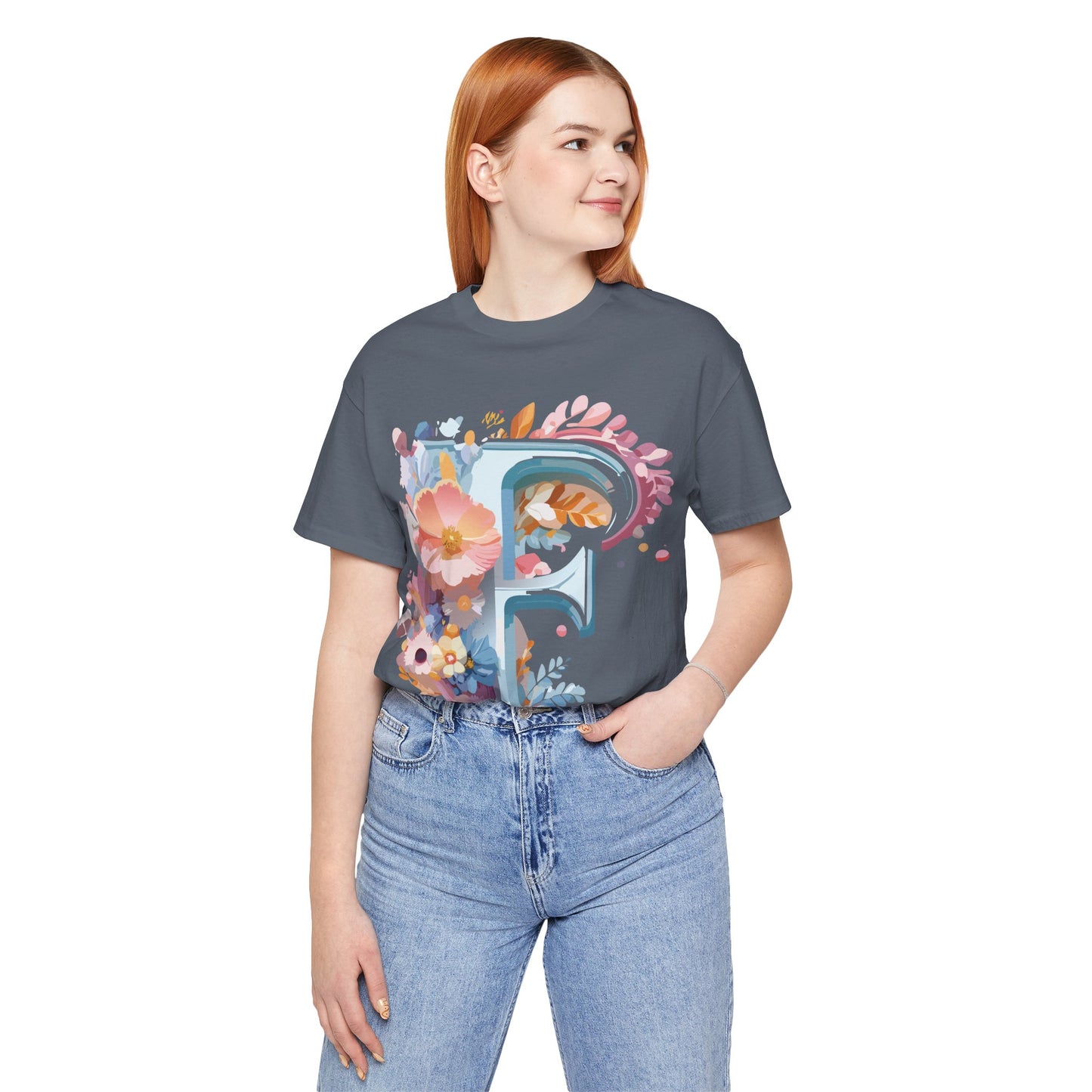 Natural Cotton Tee Shirt - Letters Collection - F Printify