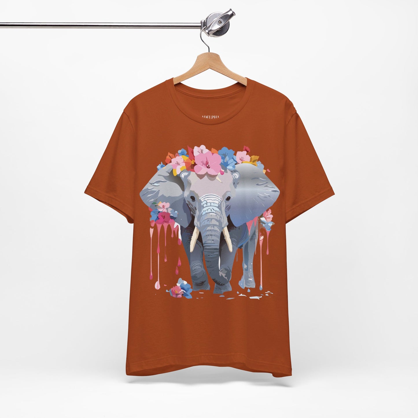 Natural Cotton Tee Shirt with Elephant Printify