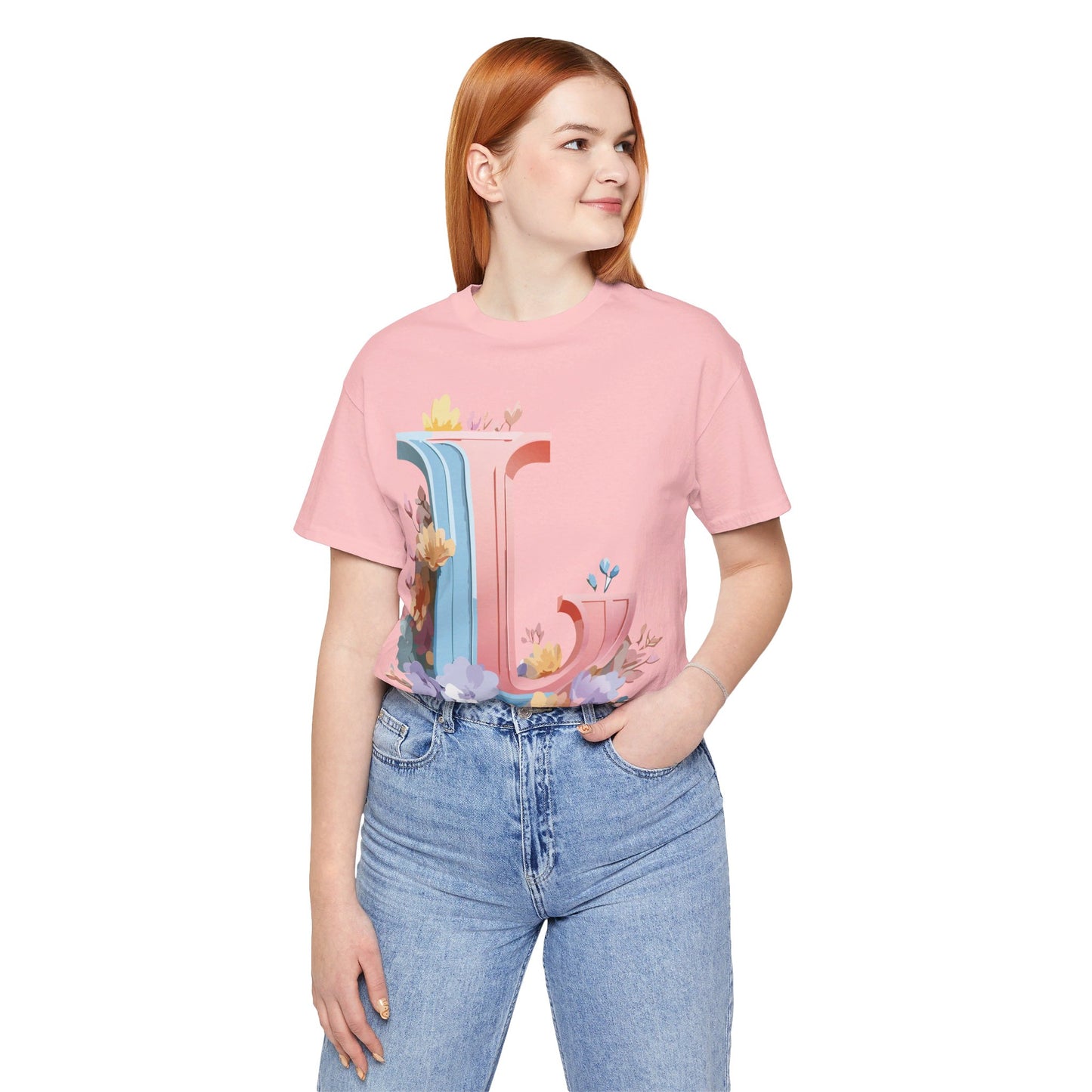 Natural Cotton Tee Shirt - Letters Collection - L Printify