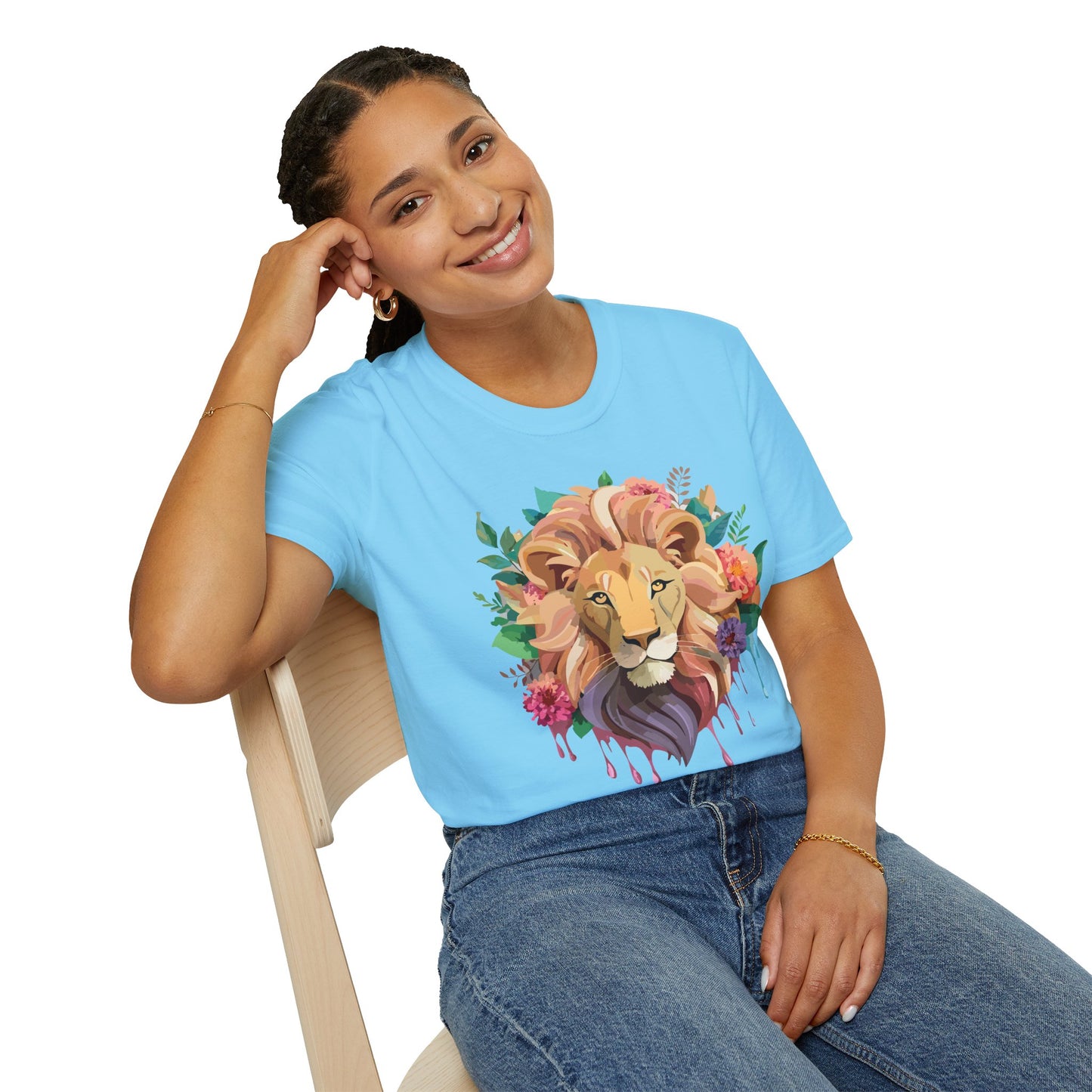 Lion Shirt, Shirt with Lion, Floral Lion Tee, Shirt with Animals