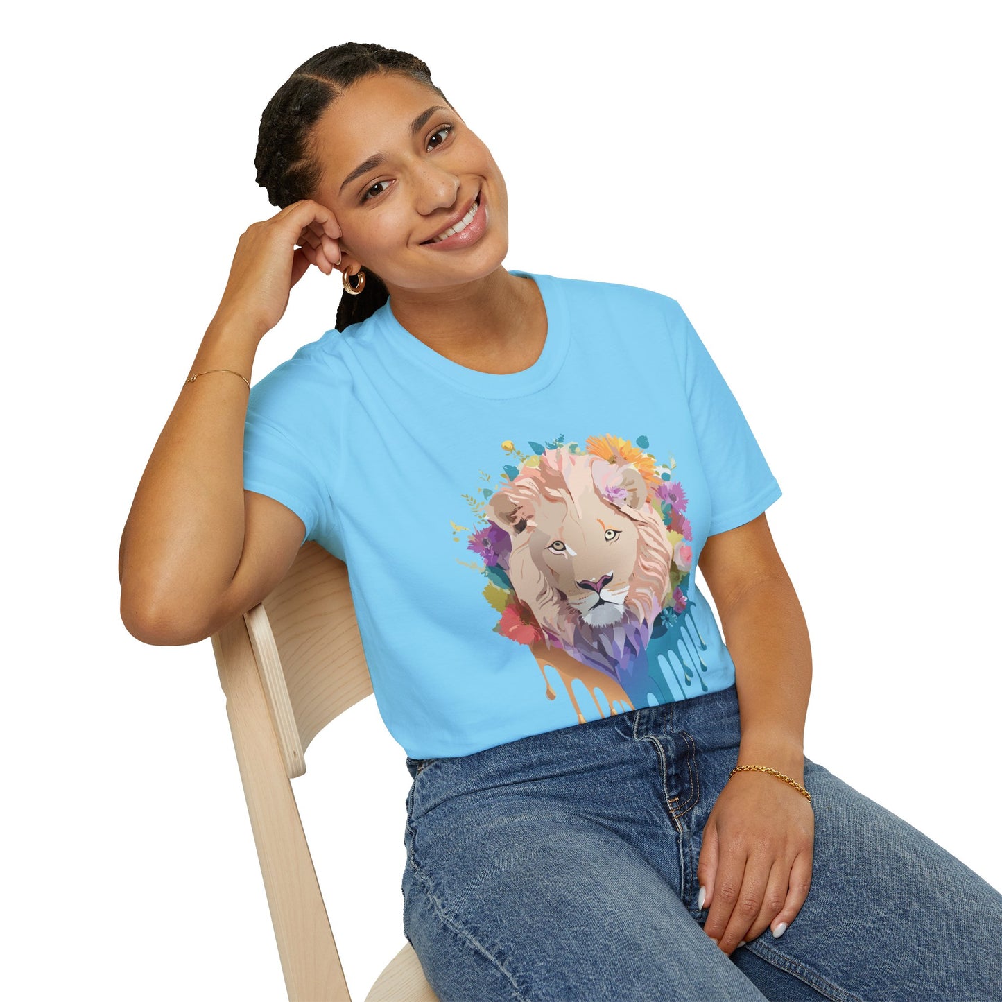 Lion Shirt, Shirt with Lion, Floral Lion Tee, Shirt with Animals