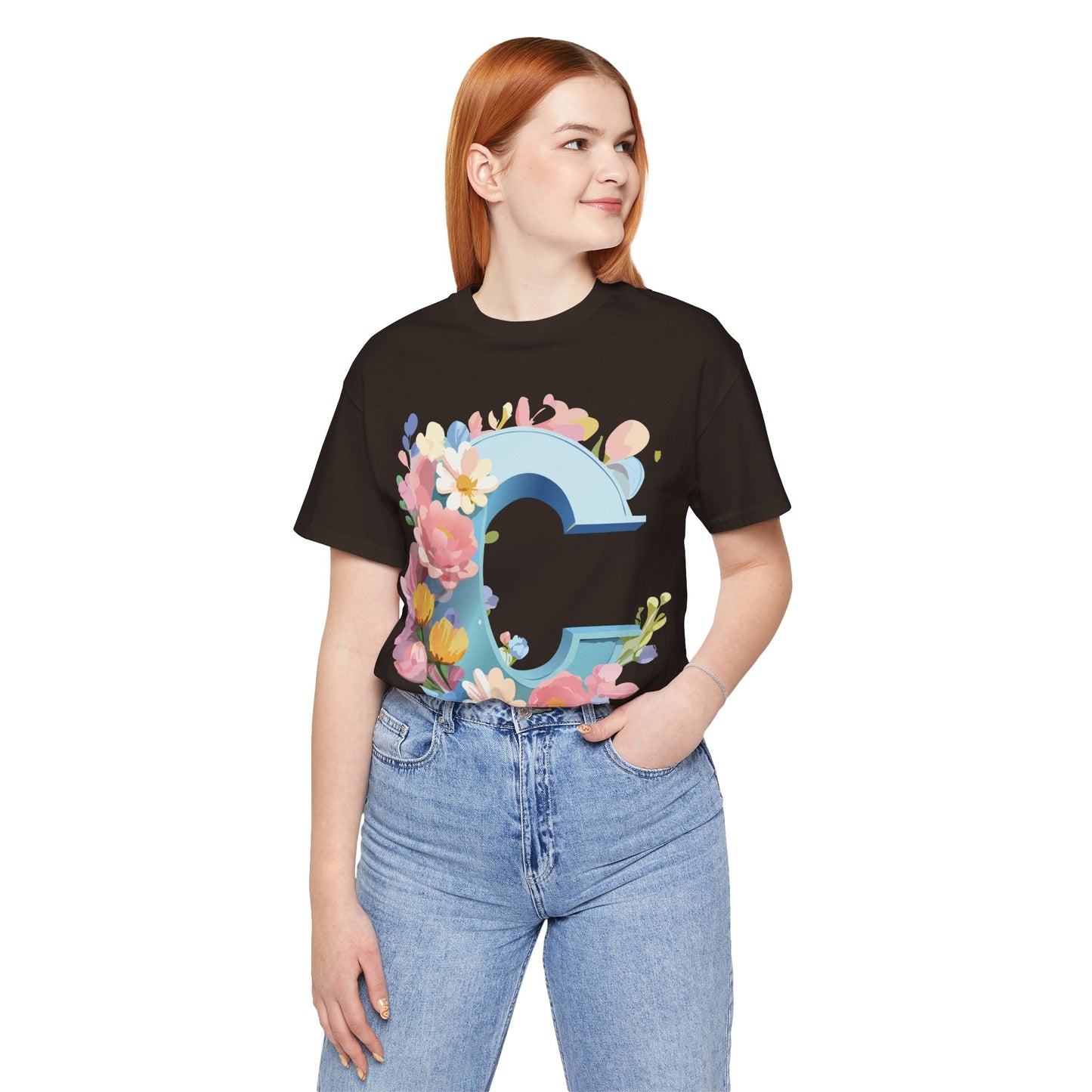 Natural Cotton Tee Shirt - Letters Collection - C Printify