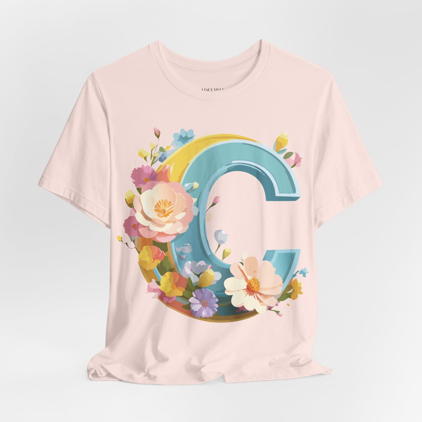 Natural Cotton Tee Shirt - Letters Collection - C Printify