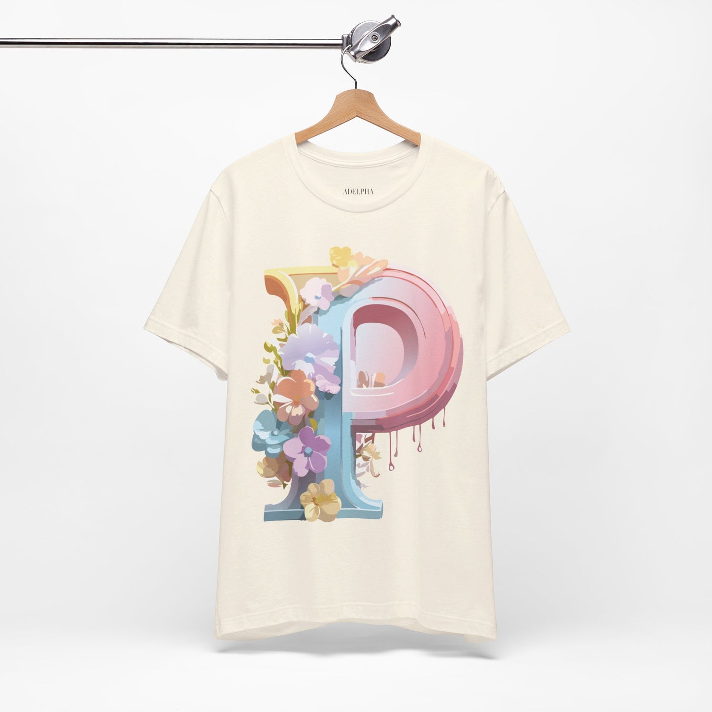 Natural Cotton Tee Shirt - Letters Collection - P Printify