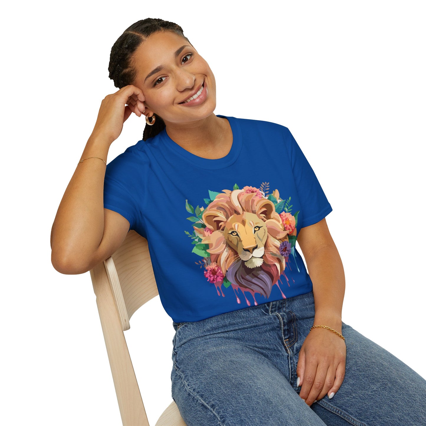 Lion Shirt, Shirt with Lion, Floral Lion Tee, Shirt with Animals