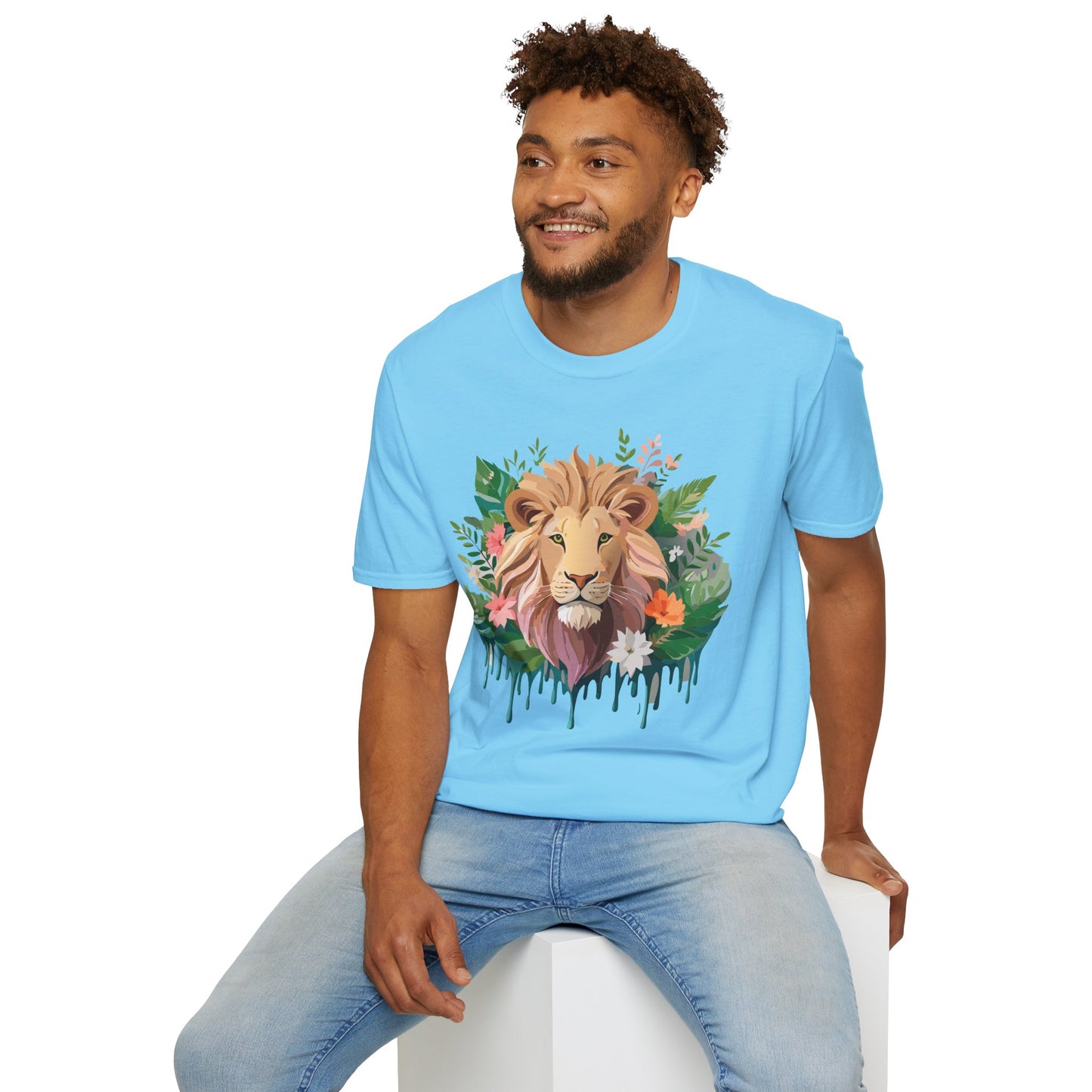 Lion Shirt, Shirt with Lion, Floral Lion Tee, Shirt with Animals