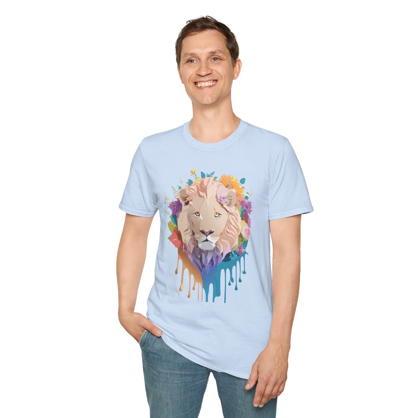 Lion Shirt, Shirt with Lion, Floral Lion Tee, Shirt with Animals