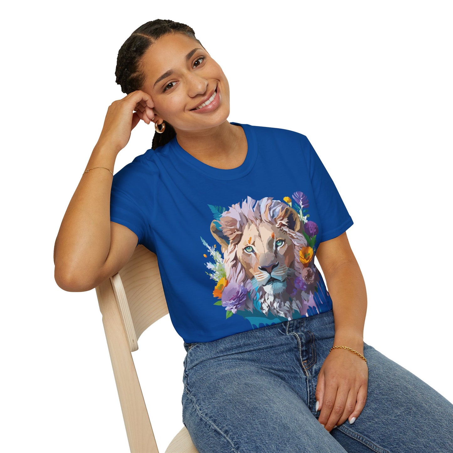 Lion Shirt, Shirt with Lion, Floral Lion Tee, Shirt with Animals
